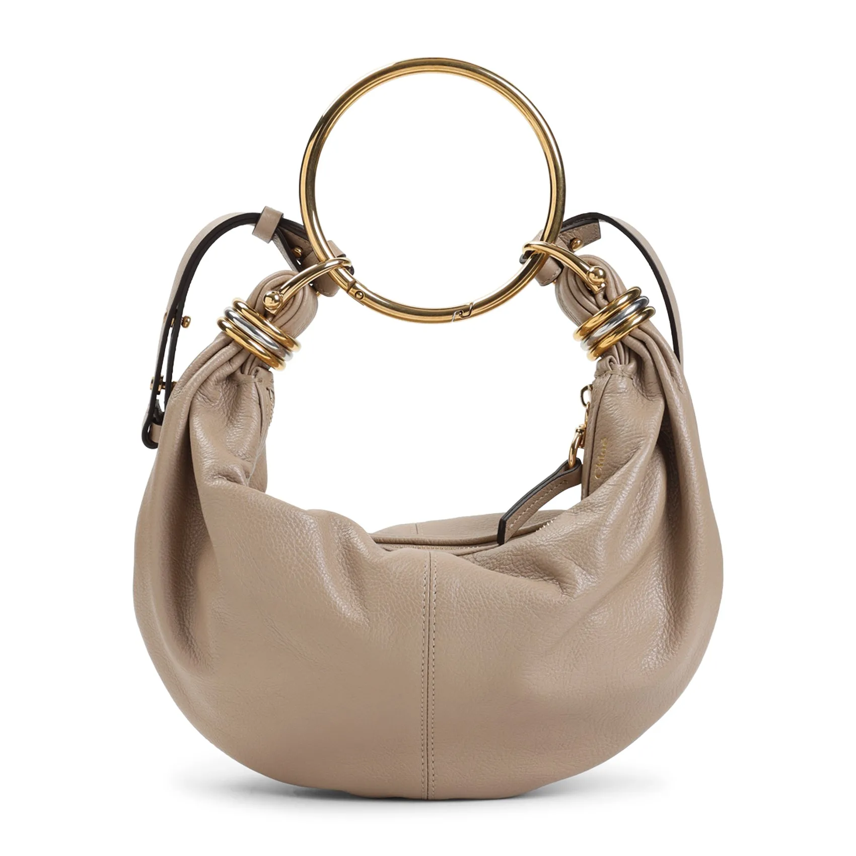 Beige Bracelet Calf Leather Shoulder Bag