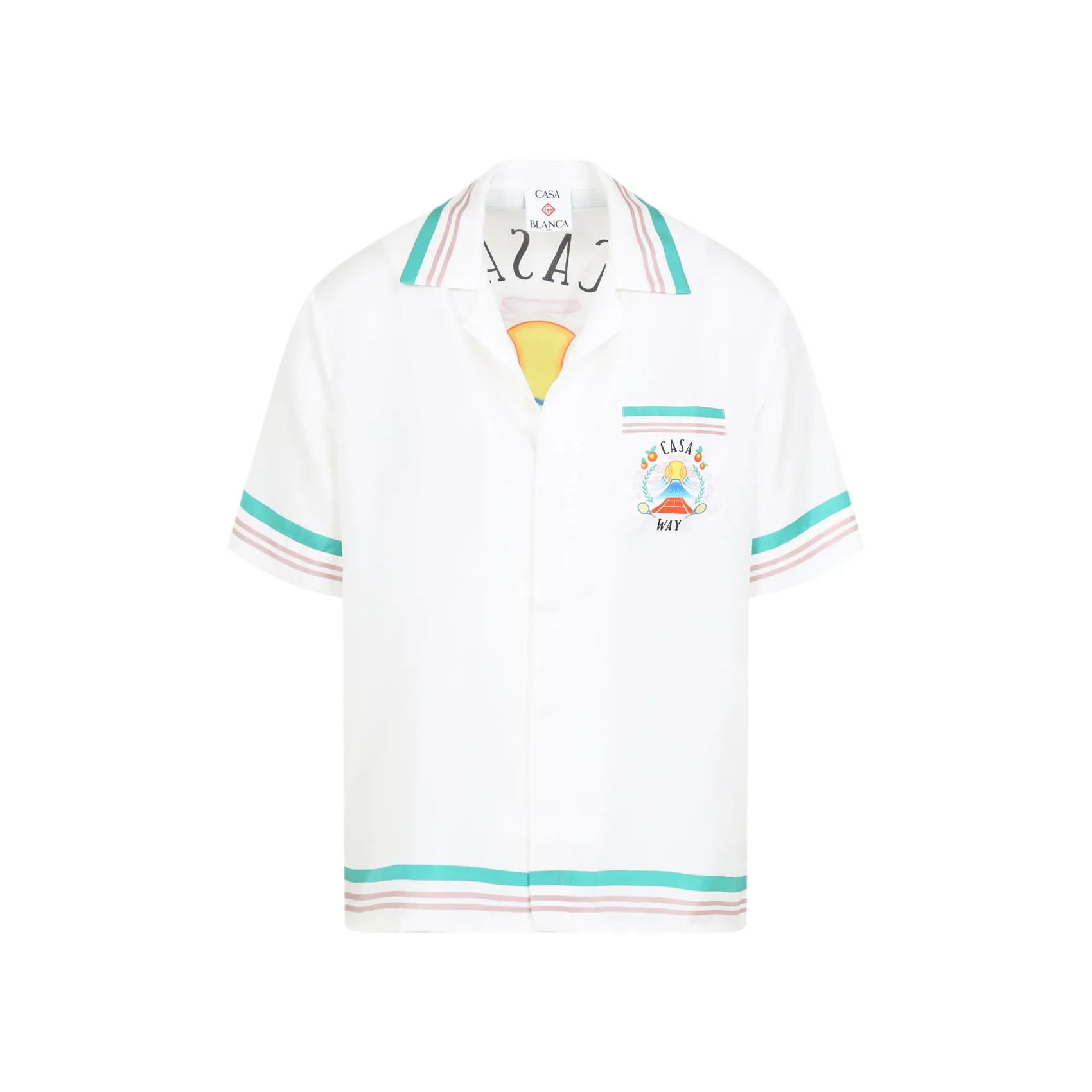 White Silk Cuban Collar Shirt