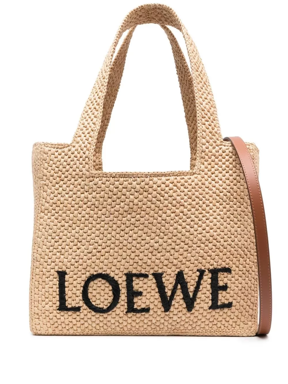 Borsa loewe font in rafia di Loewe