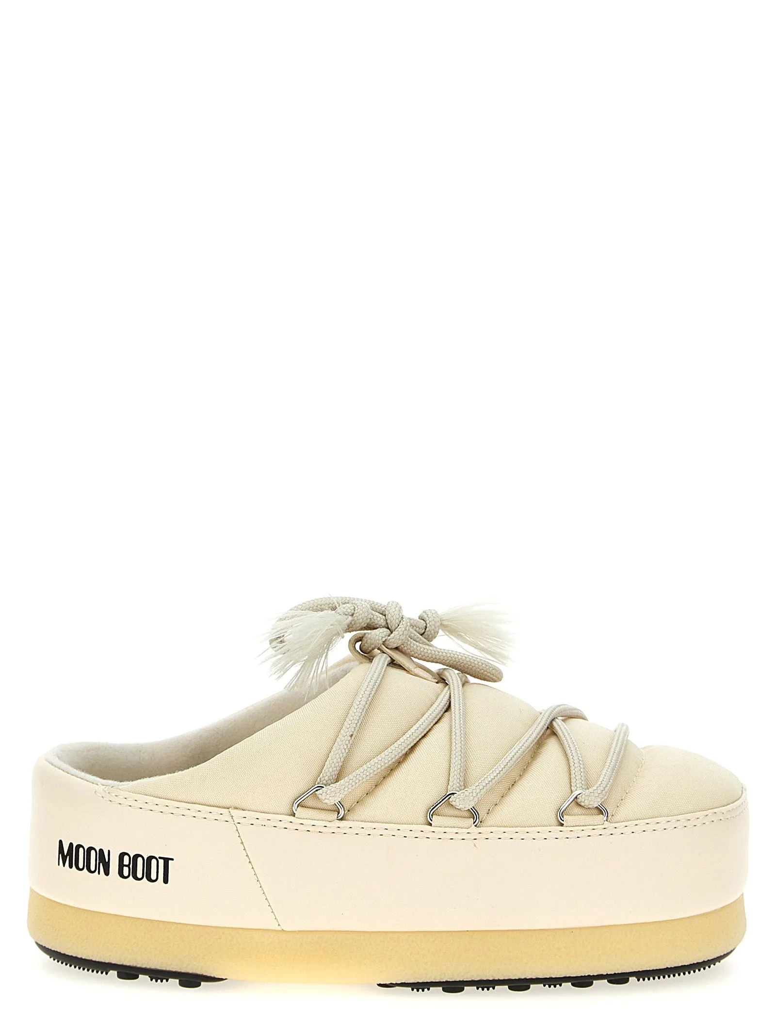 Evx Mule Nylon Flat Shoes Bianco