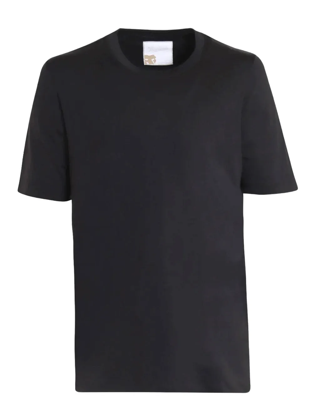 T-Shirt A Maniche Corte In Misto Seta Blu Scuro