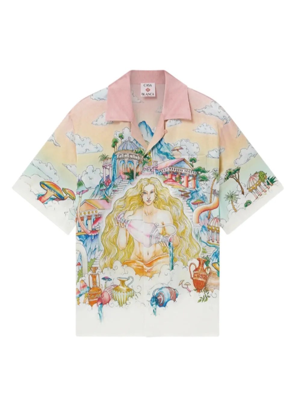 Camicia A Maniche Corte Con Collo Cubano