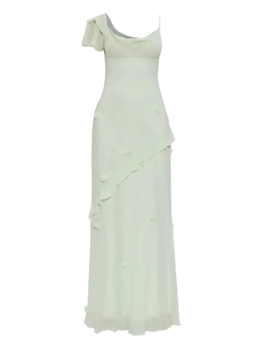 Abito Lungo In Georgette Con Applicazione A Fiori