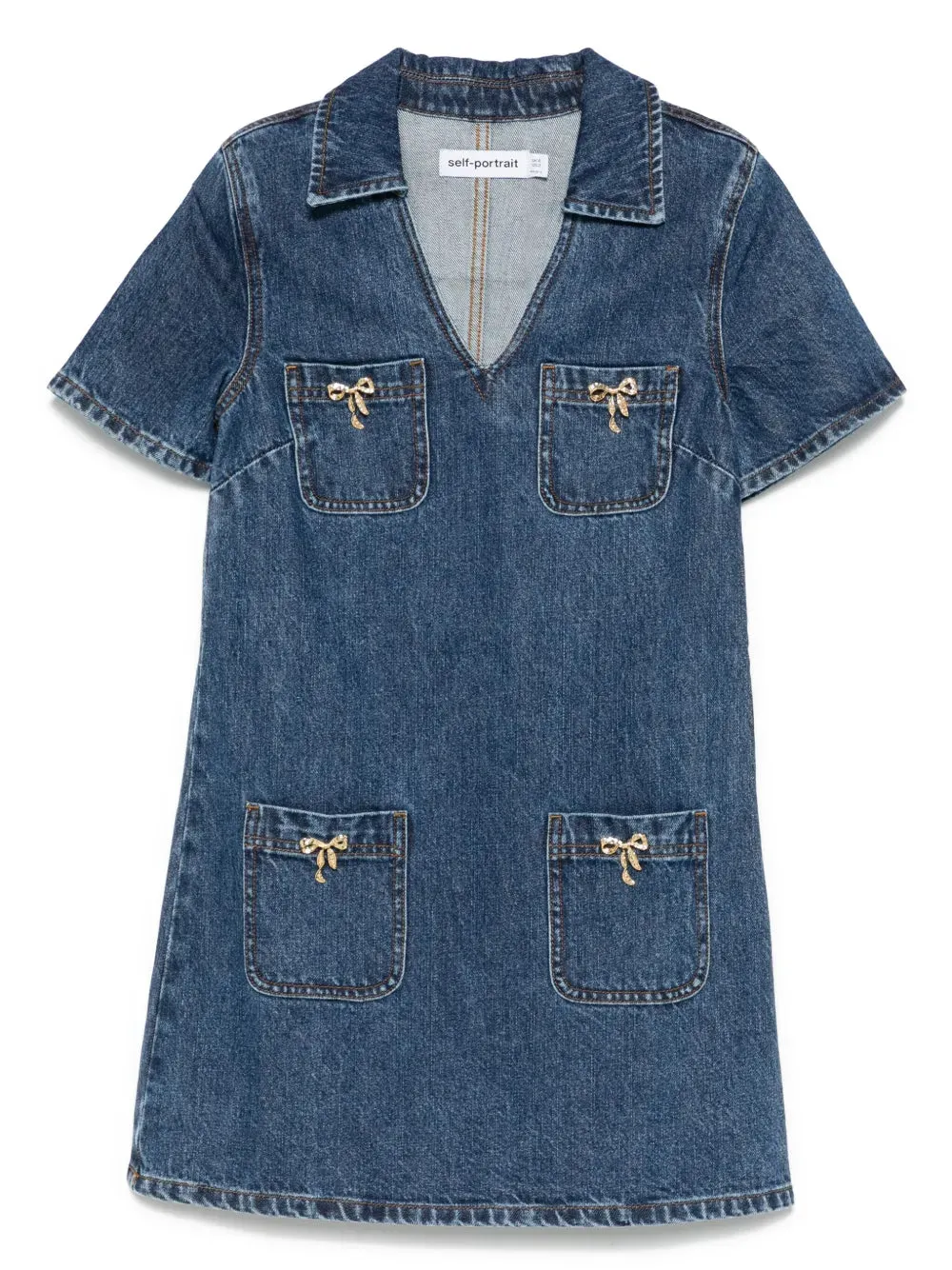 Abito In Denim Blu Con Scollo A V Da Donna