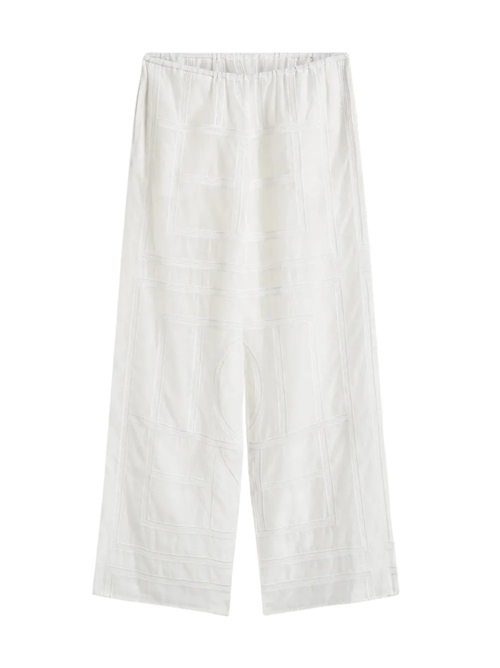 Pantaloni All`Uncinetto Con Monogramma Bianco
