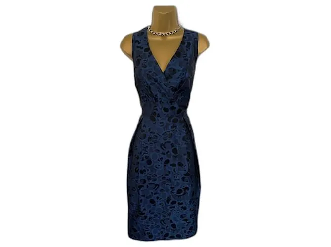 Marella by Max Mara Abito da cerimonia senza maniche blu scuro e nero USA 10 UK 14 Unione Europea 42 Blu navy