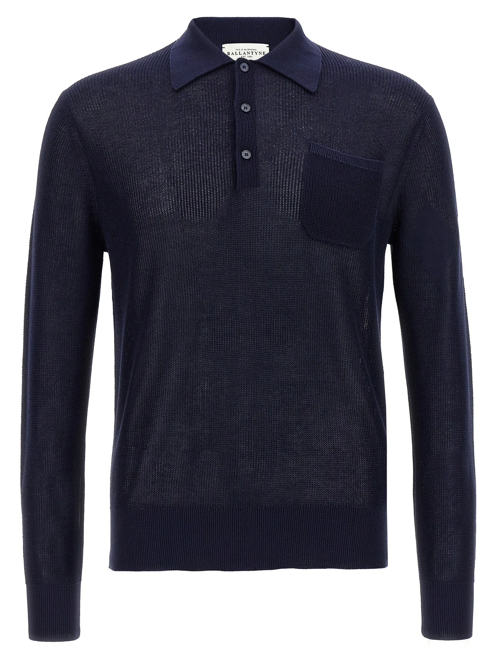 Openwork Cotton Shirt Polo Blu