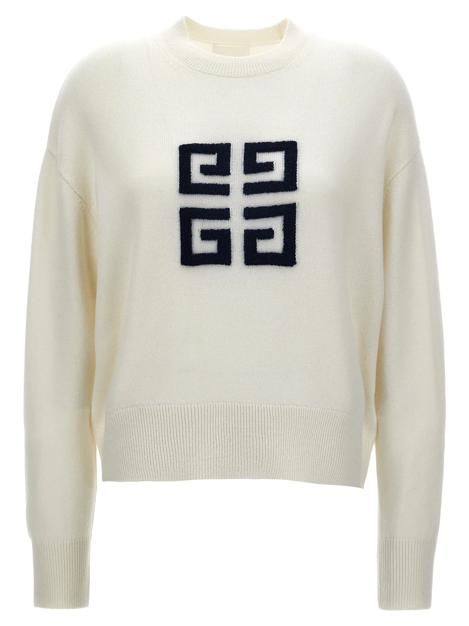 Flocked Logo Sweater Maglioni Bianco