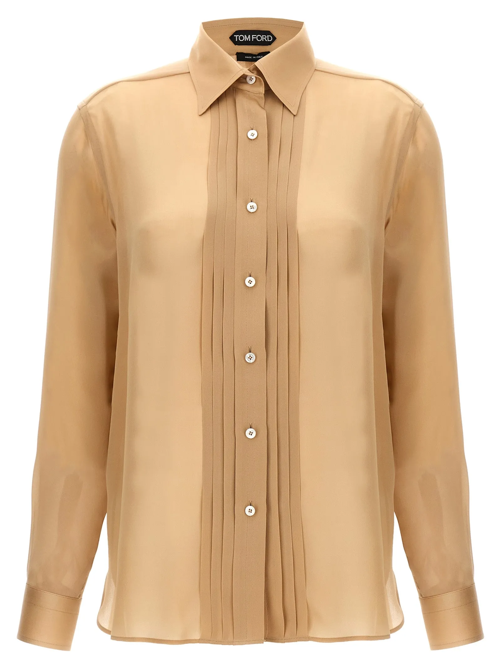 Pleated Plastron Shirt Camicie Beige