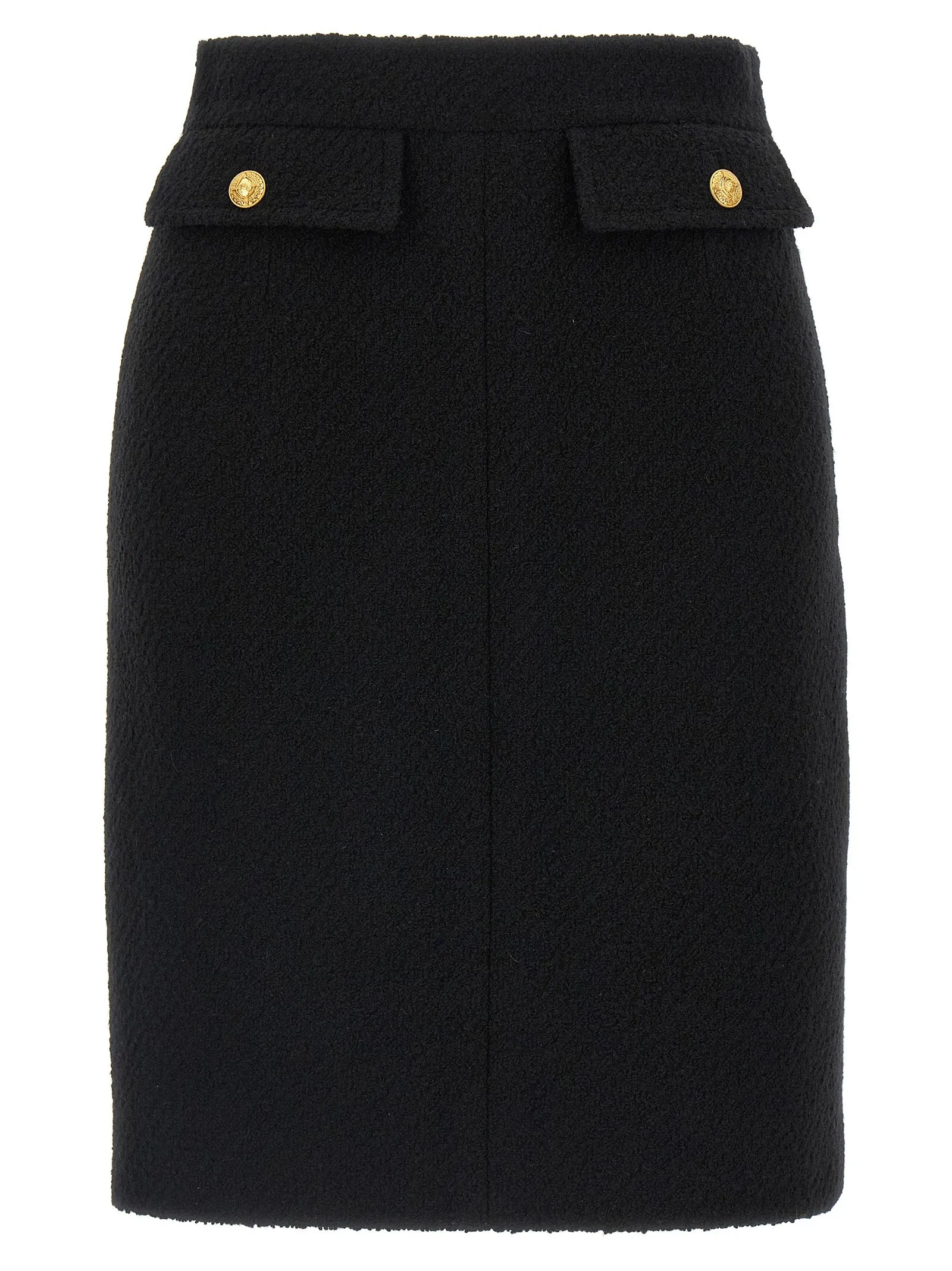 Bouclé Wool Skirt Gonne Nero