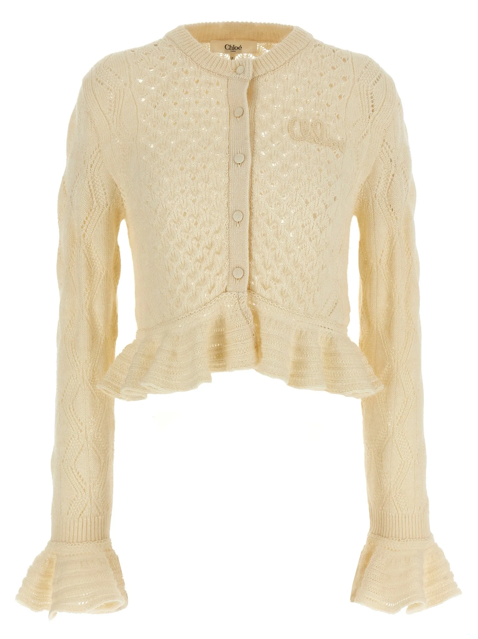 Pointelle Cardigan Maglioni Bianco