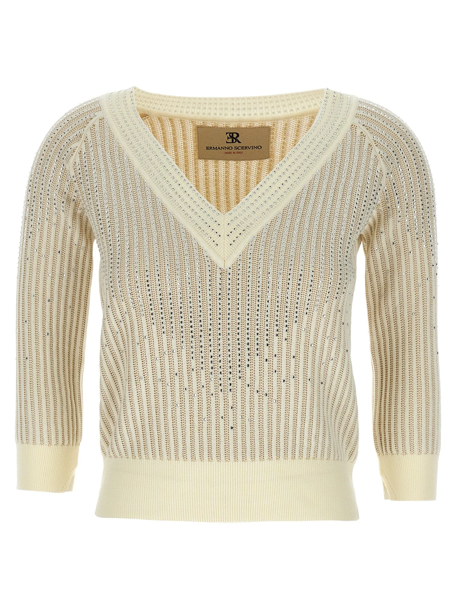 Rhinestone Sweater Maglioni Bianco