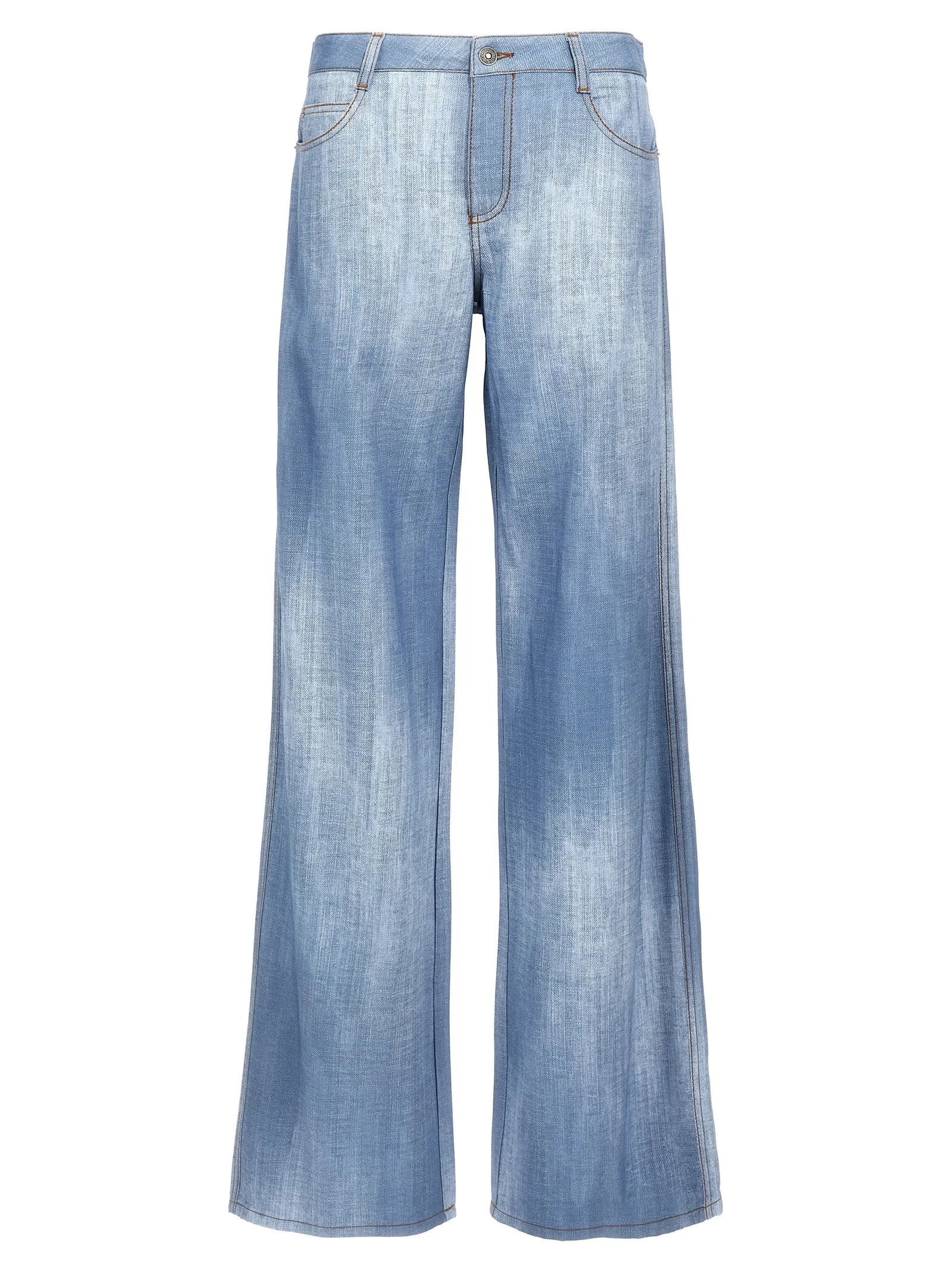 Denim Effect Pantaloni Celeste