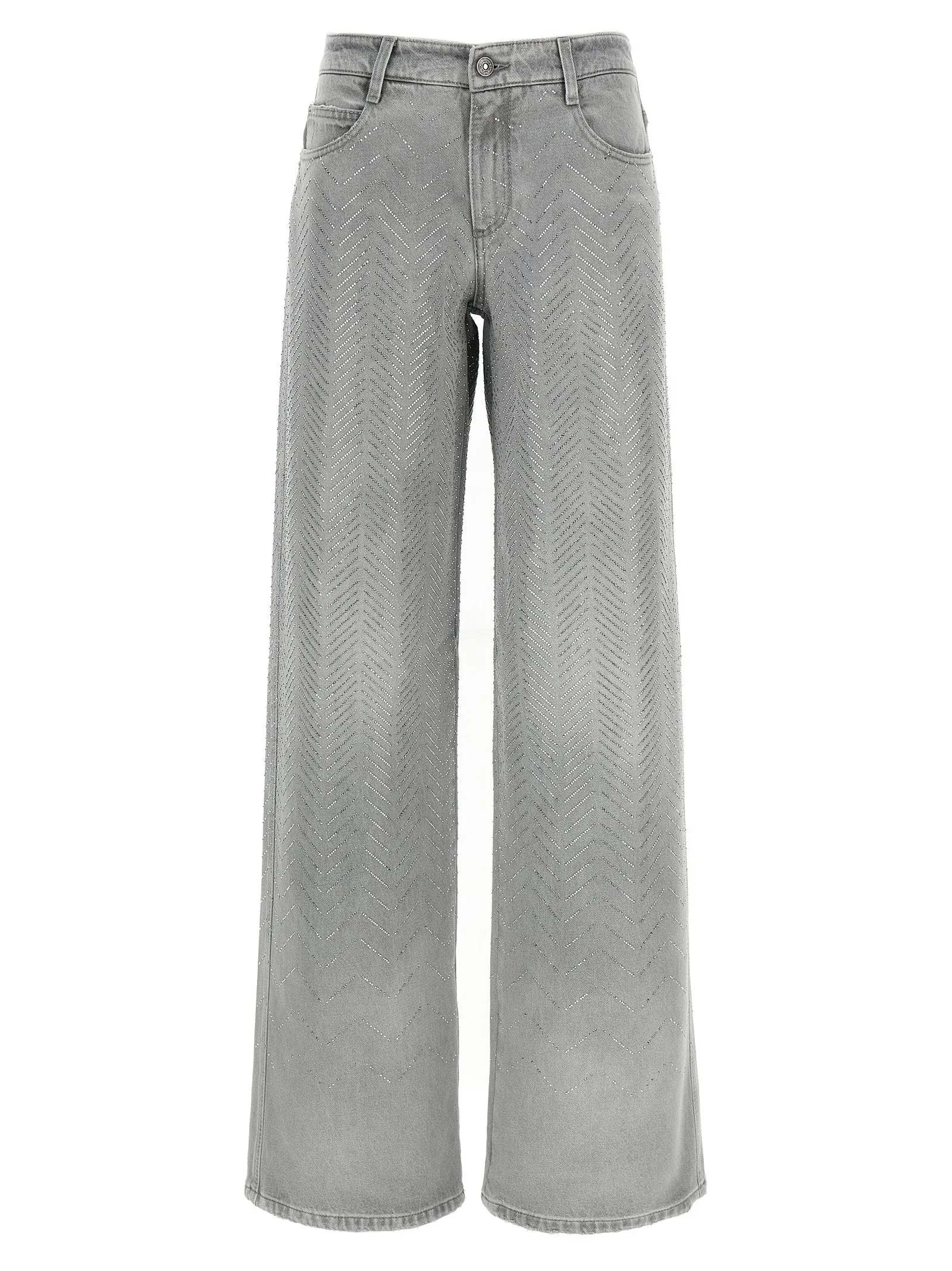 Rhinestone Jeans Grigio