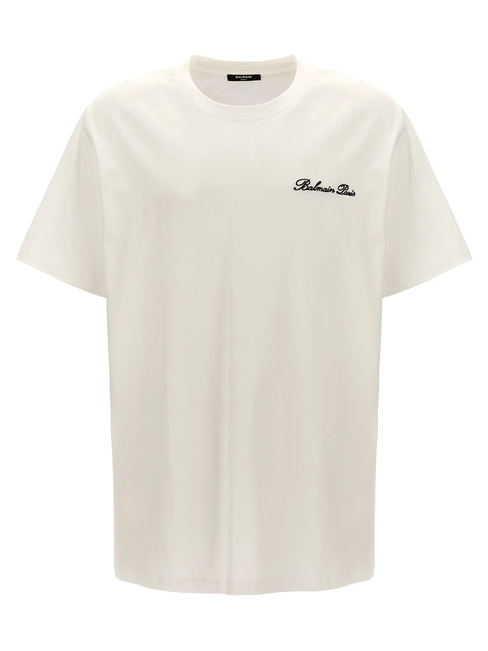 Balmain Signature T Shirt Bianco/Nero