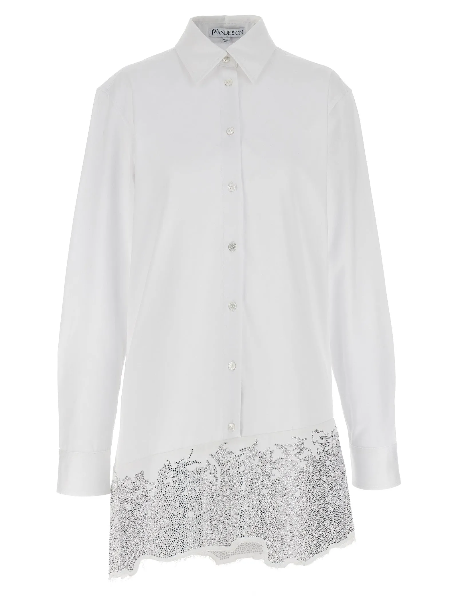 Rhinestone Shirt Dress Abiti Bianco