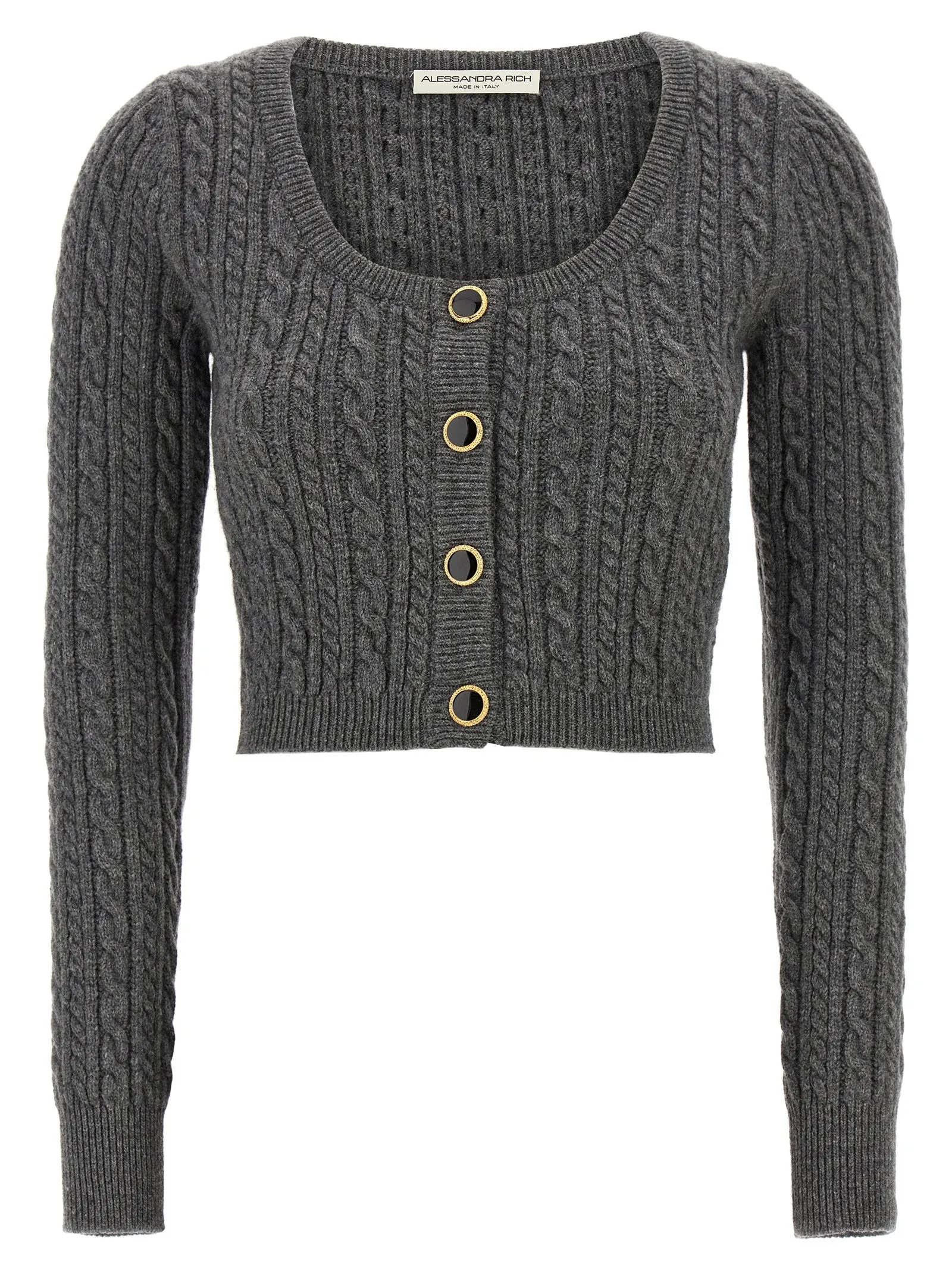 Cropped Wool Cardigan Maglioni Grigio