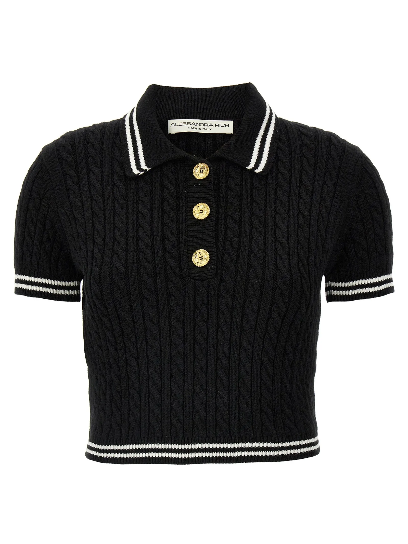 Braided Shirt Polo Bianco/Nero
