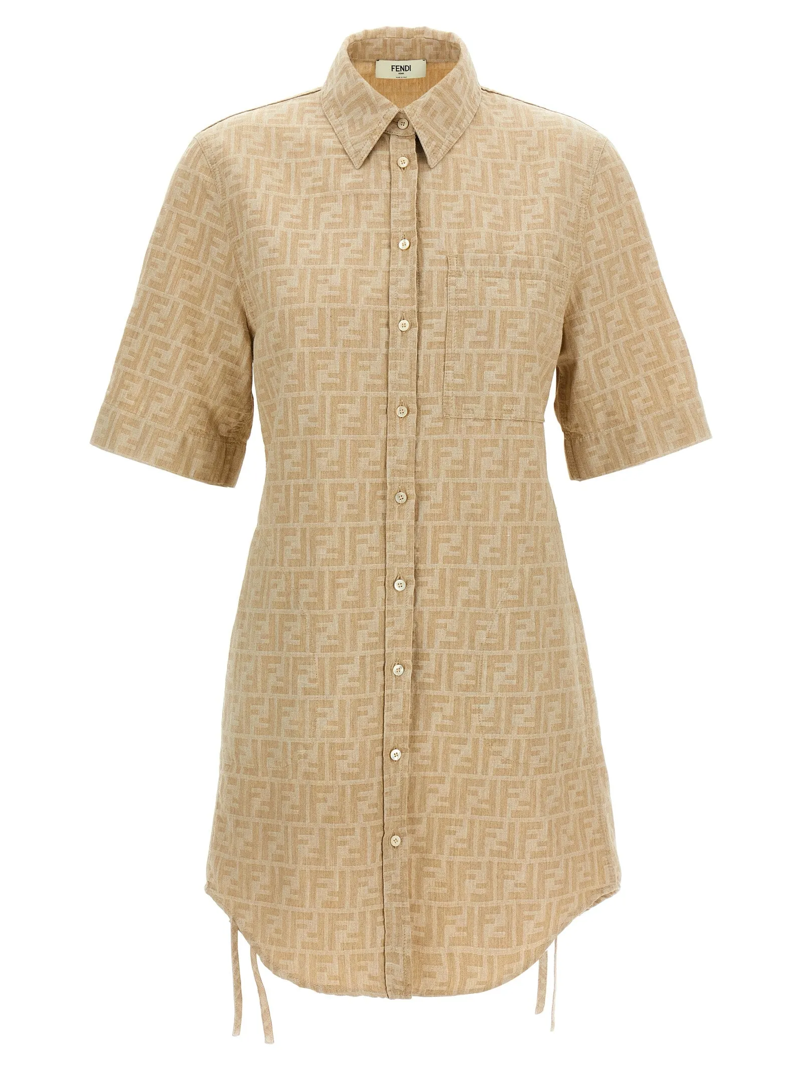 Ff Chambray Denim Dress Abiti Beige