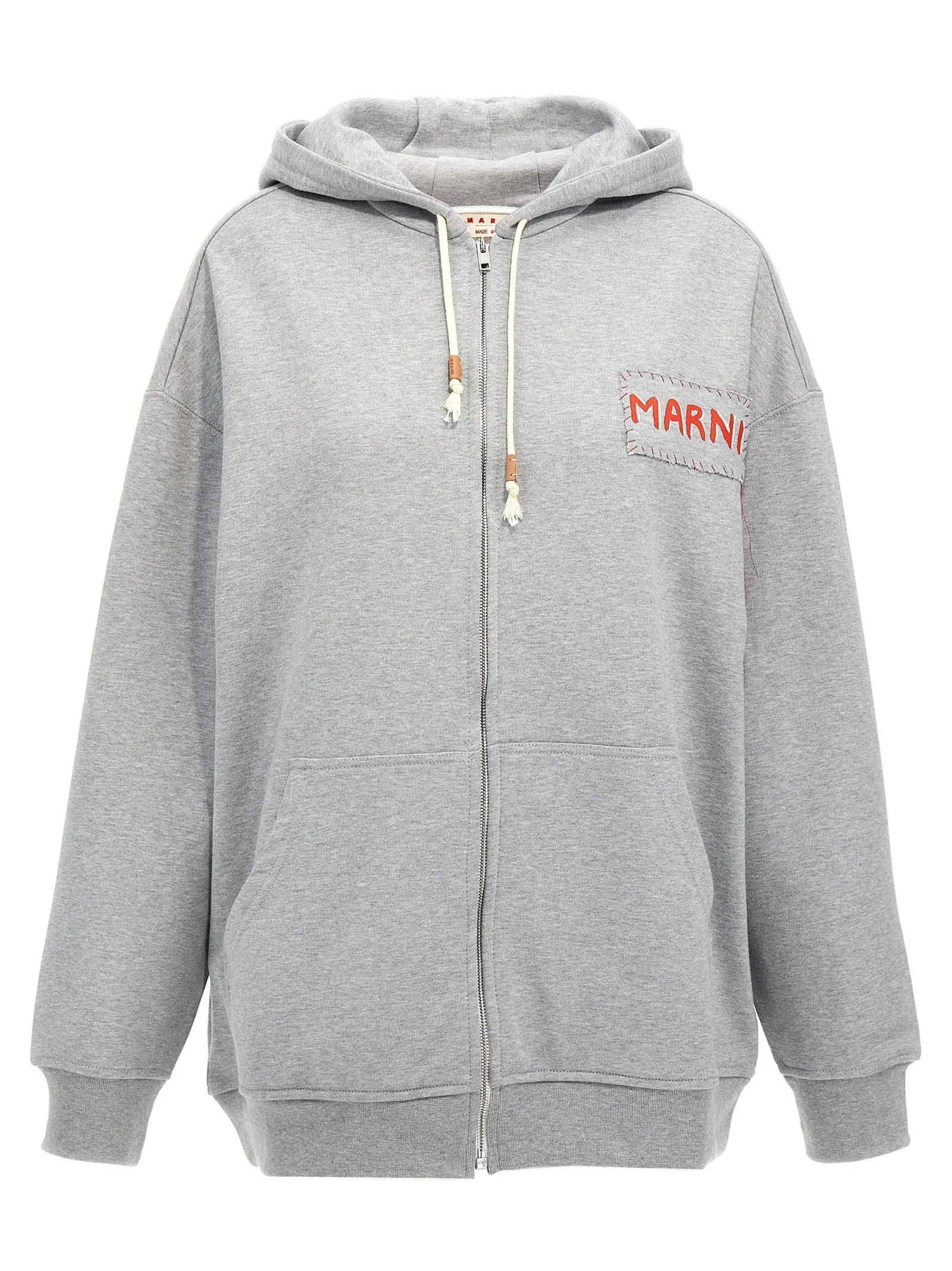 Logo Patch Hoodie Felpe Grigio