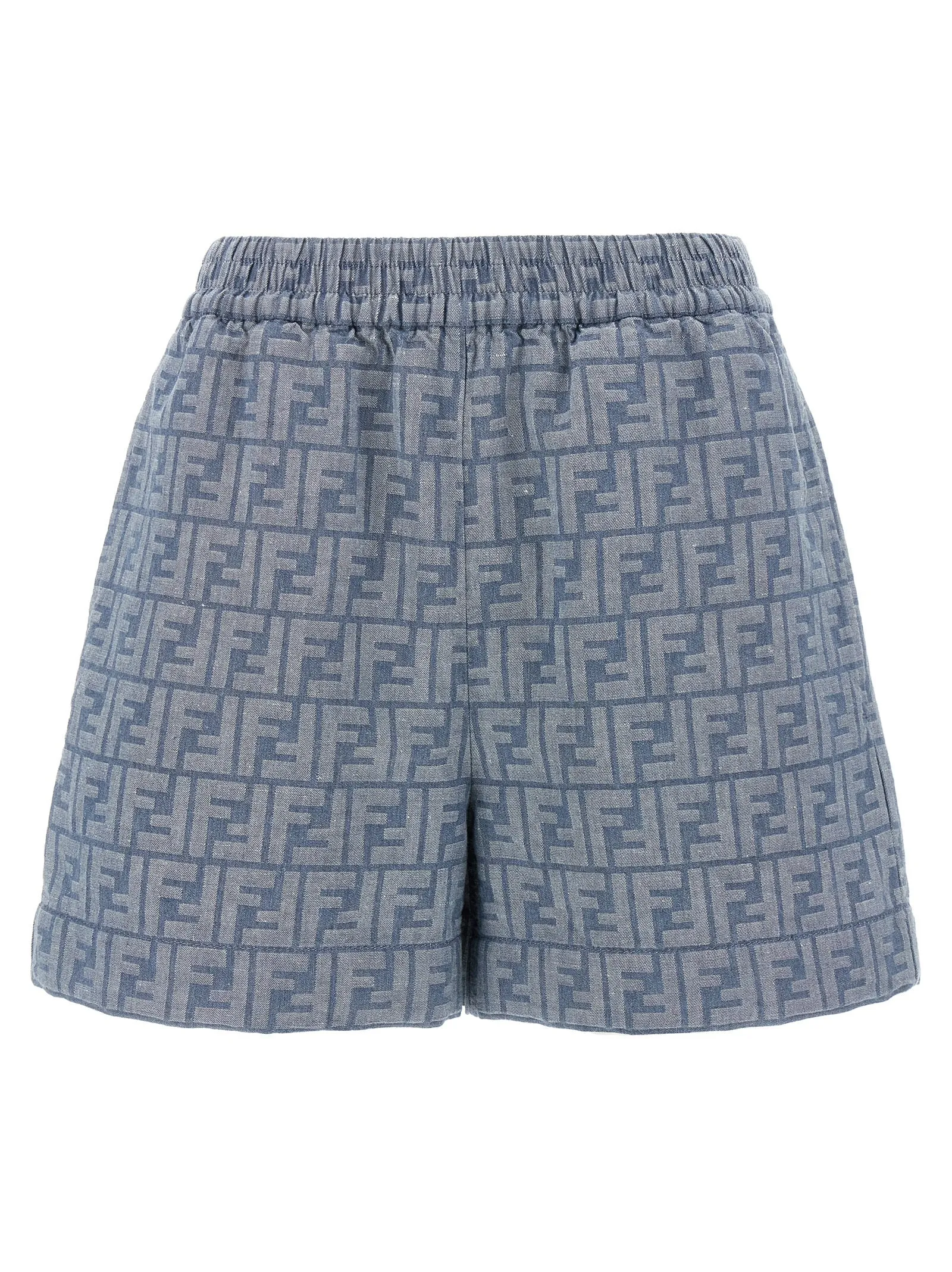 Ff Chambray Denim Shorts Bermuda E Short Blu