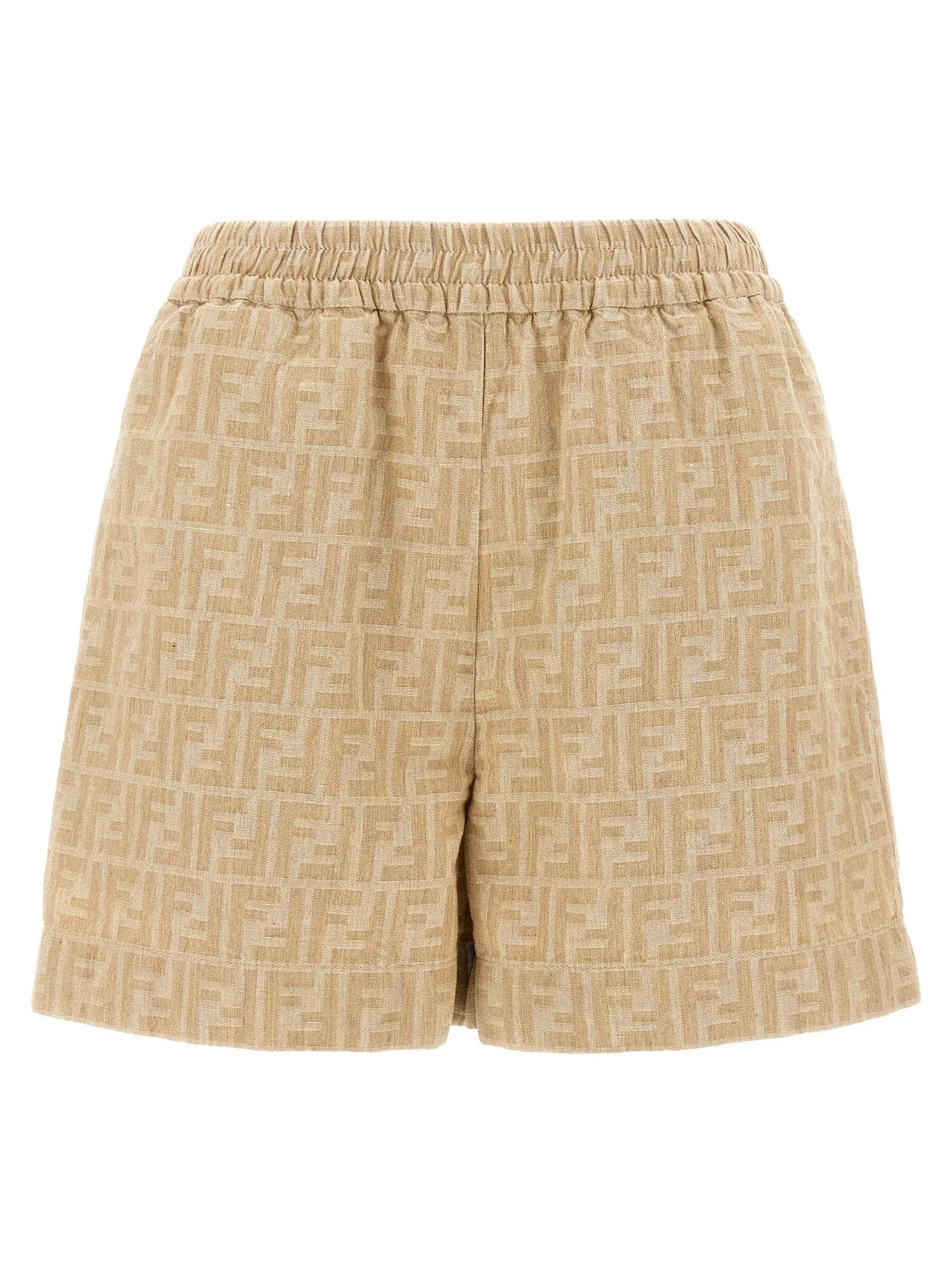 Ff Chambray Denim Shorts Bermuda E Short Beige
