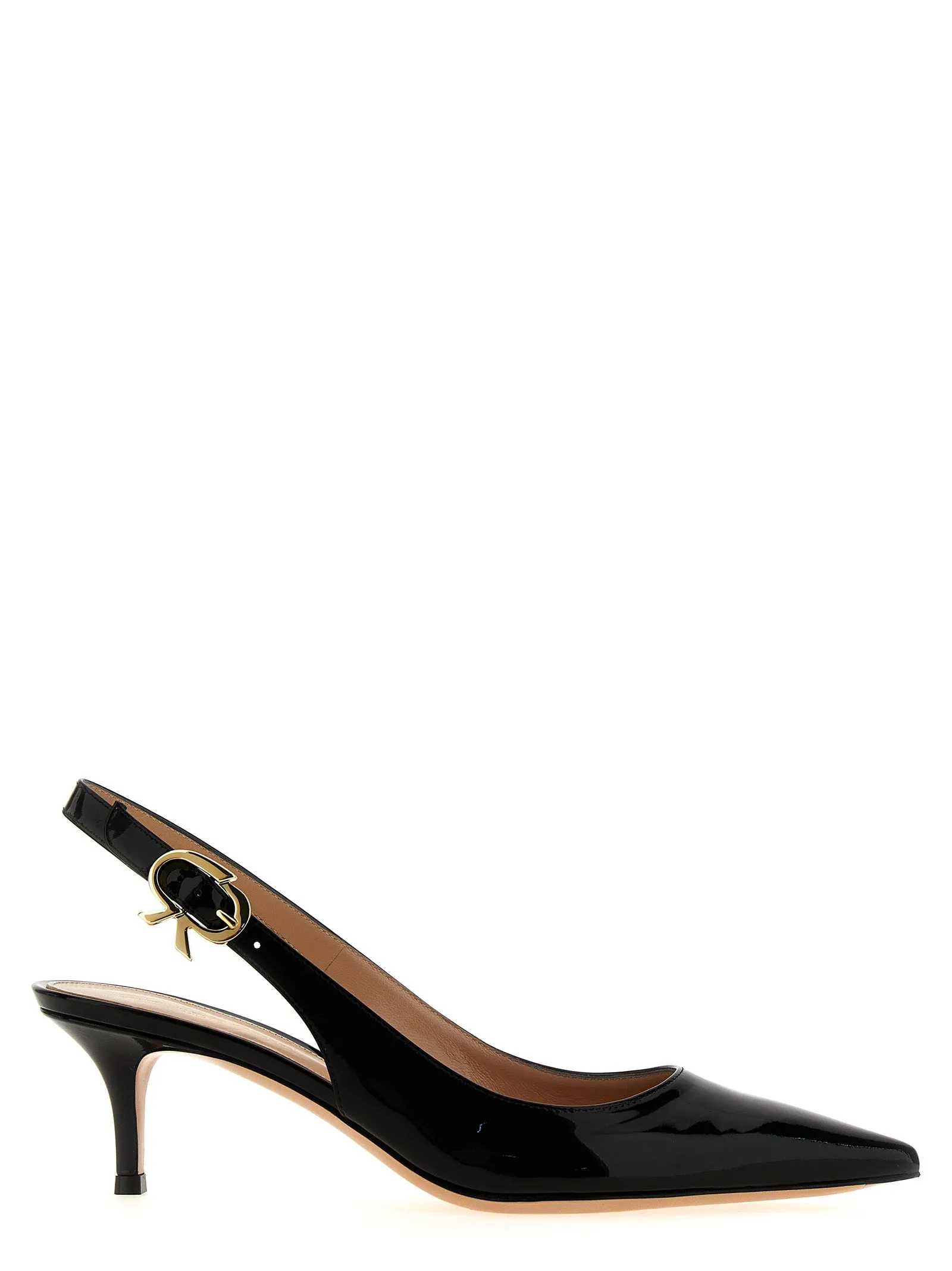 Patent Leather Slingback Decollete Nero