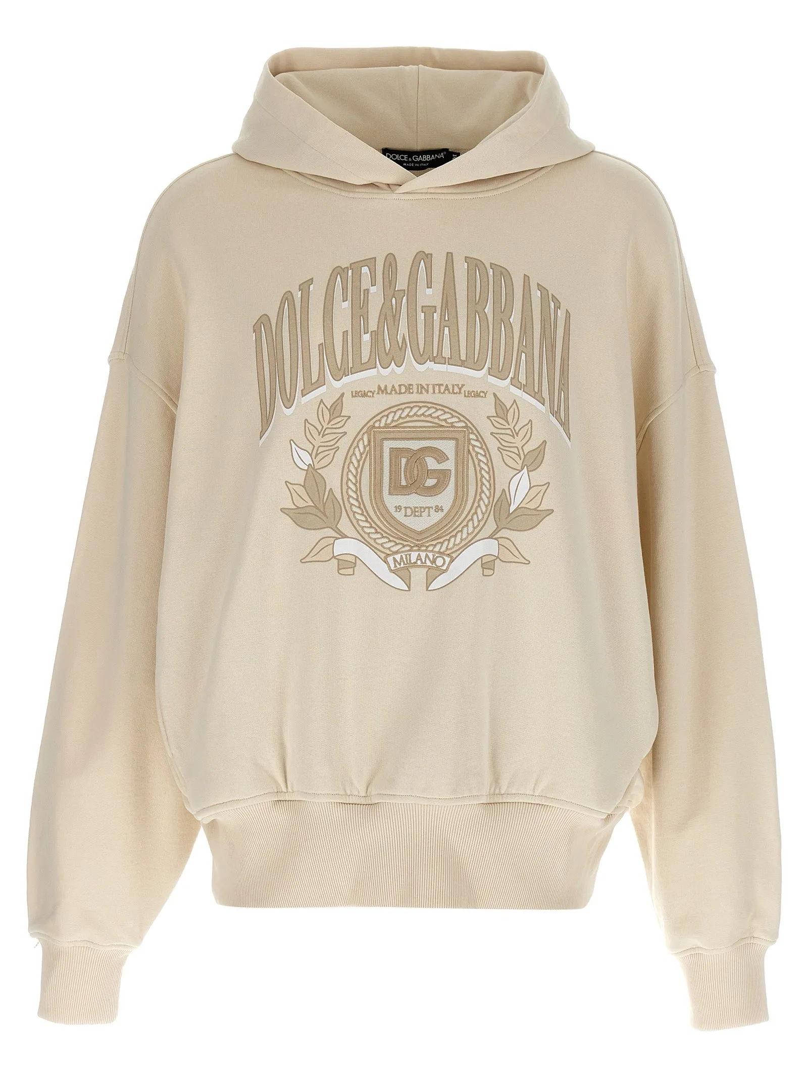 Embroidered Hoodie Felpe Beige