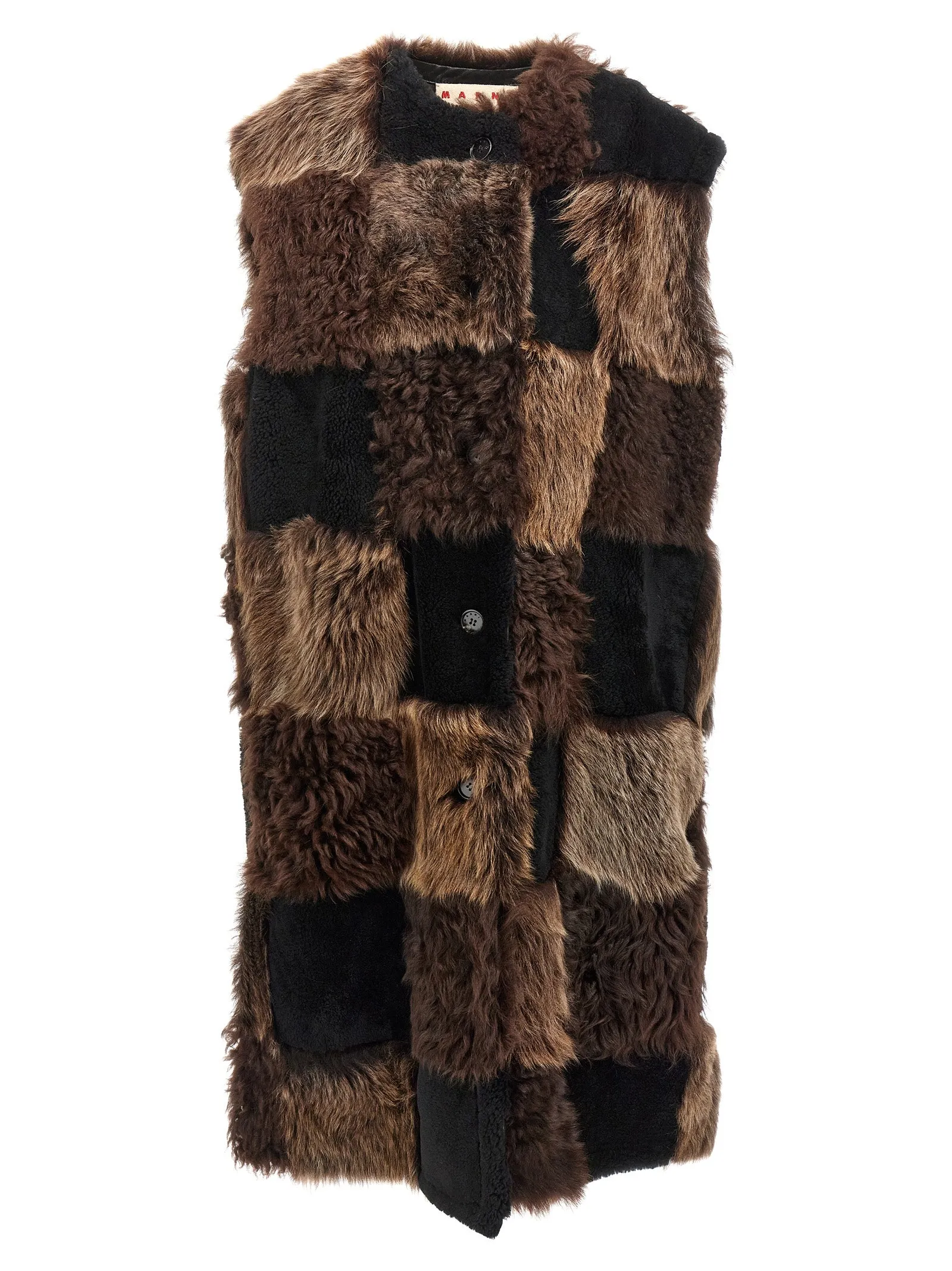 Long Shearling Vest Gilet Marrone