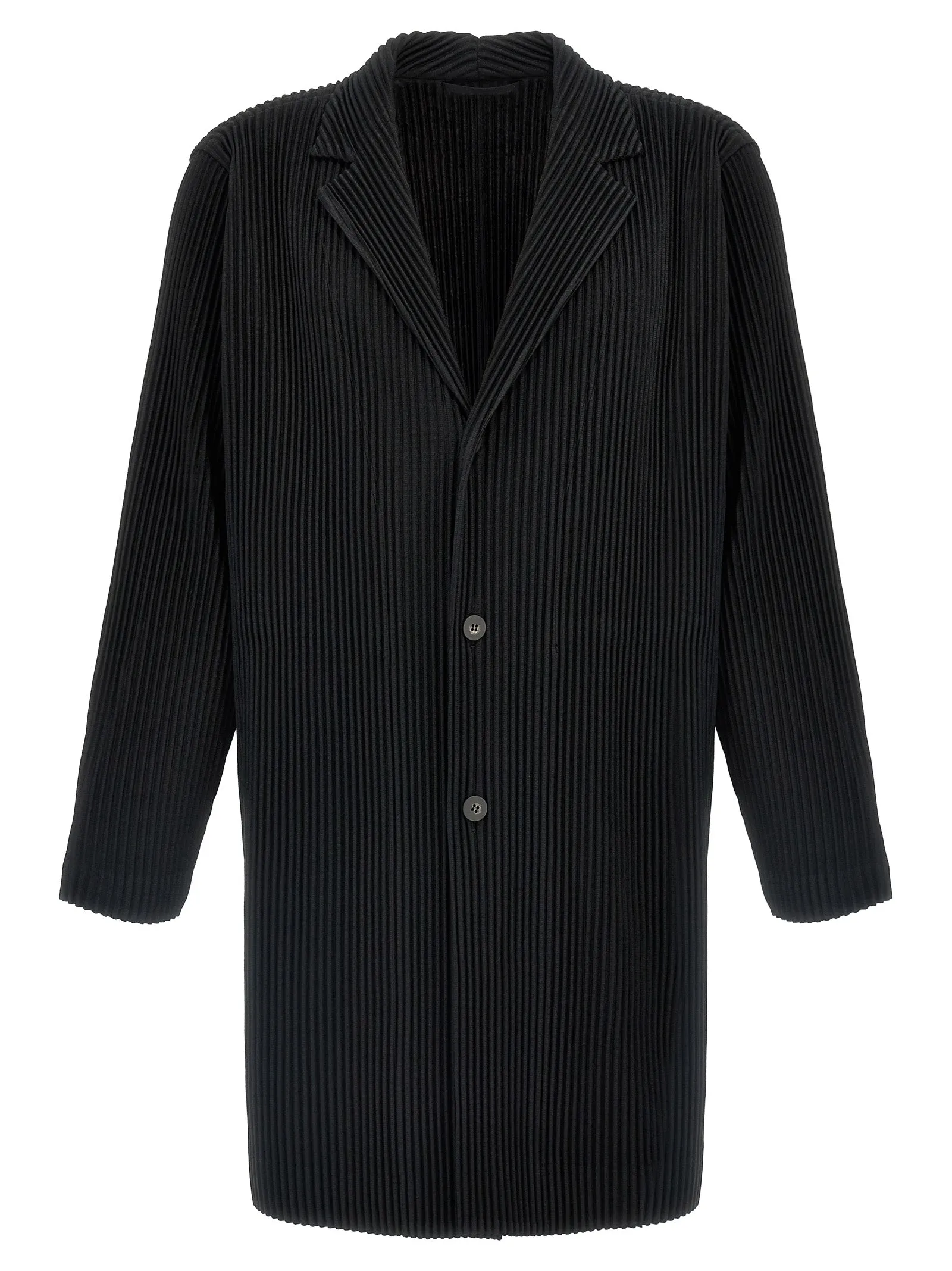 Single-Breasted Pleated Coat Trench E Impermeabili Nero