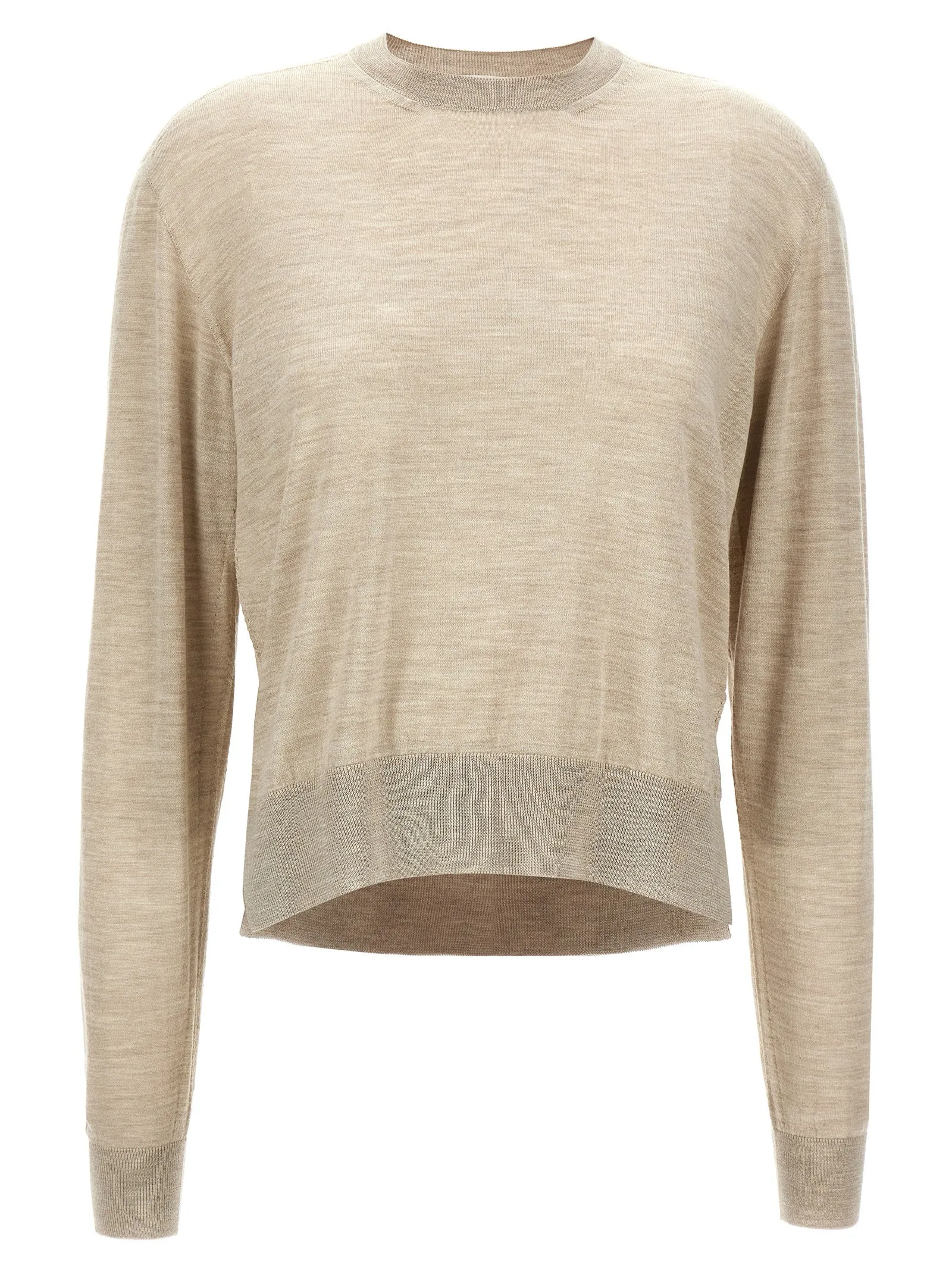 Asymmetrical Mesh Maglioni Beige
