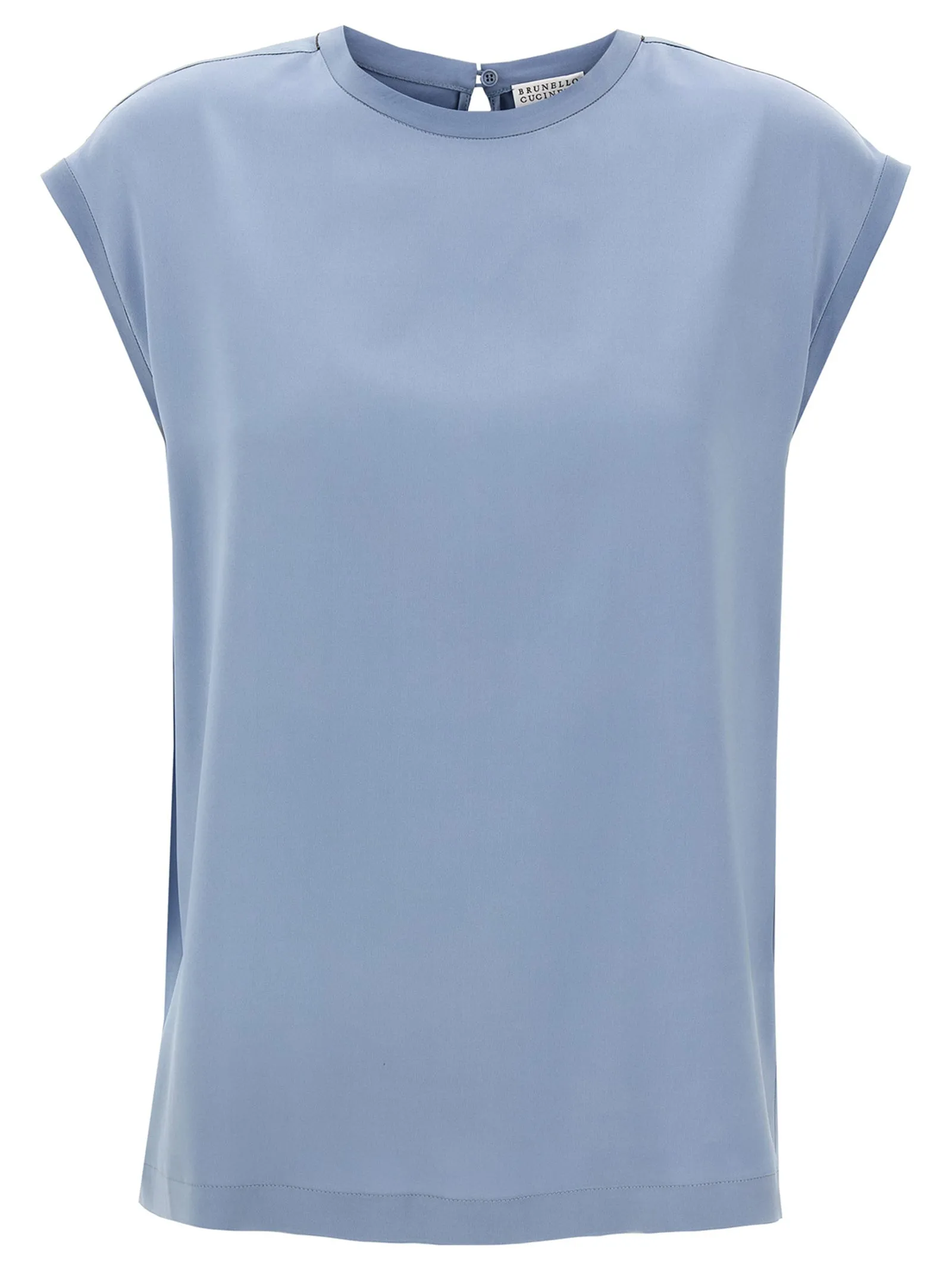 Satin T Shirt Celeste