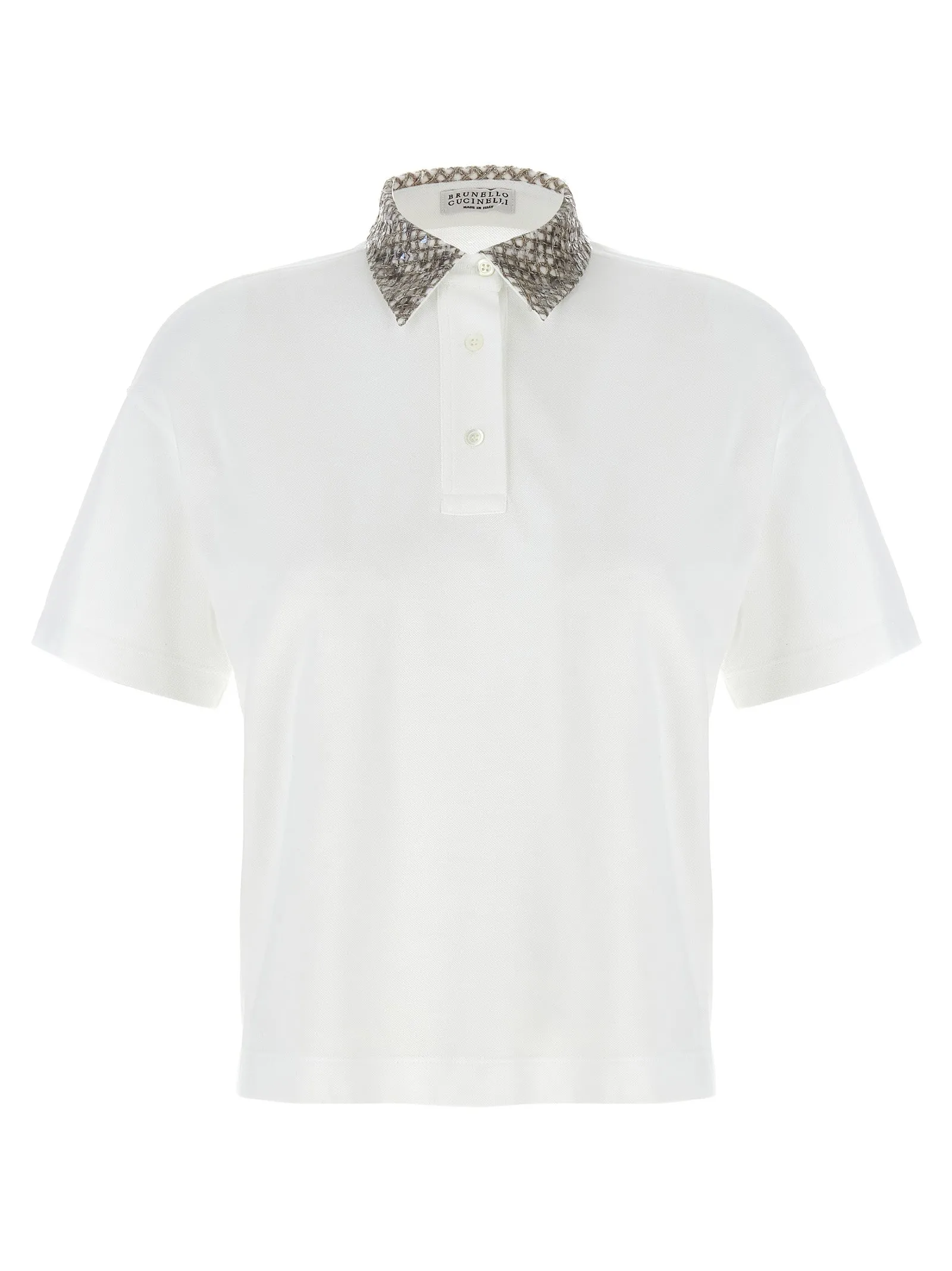 Sequin Shirt Polo Bianco