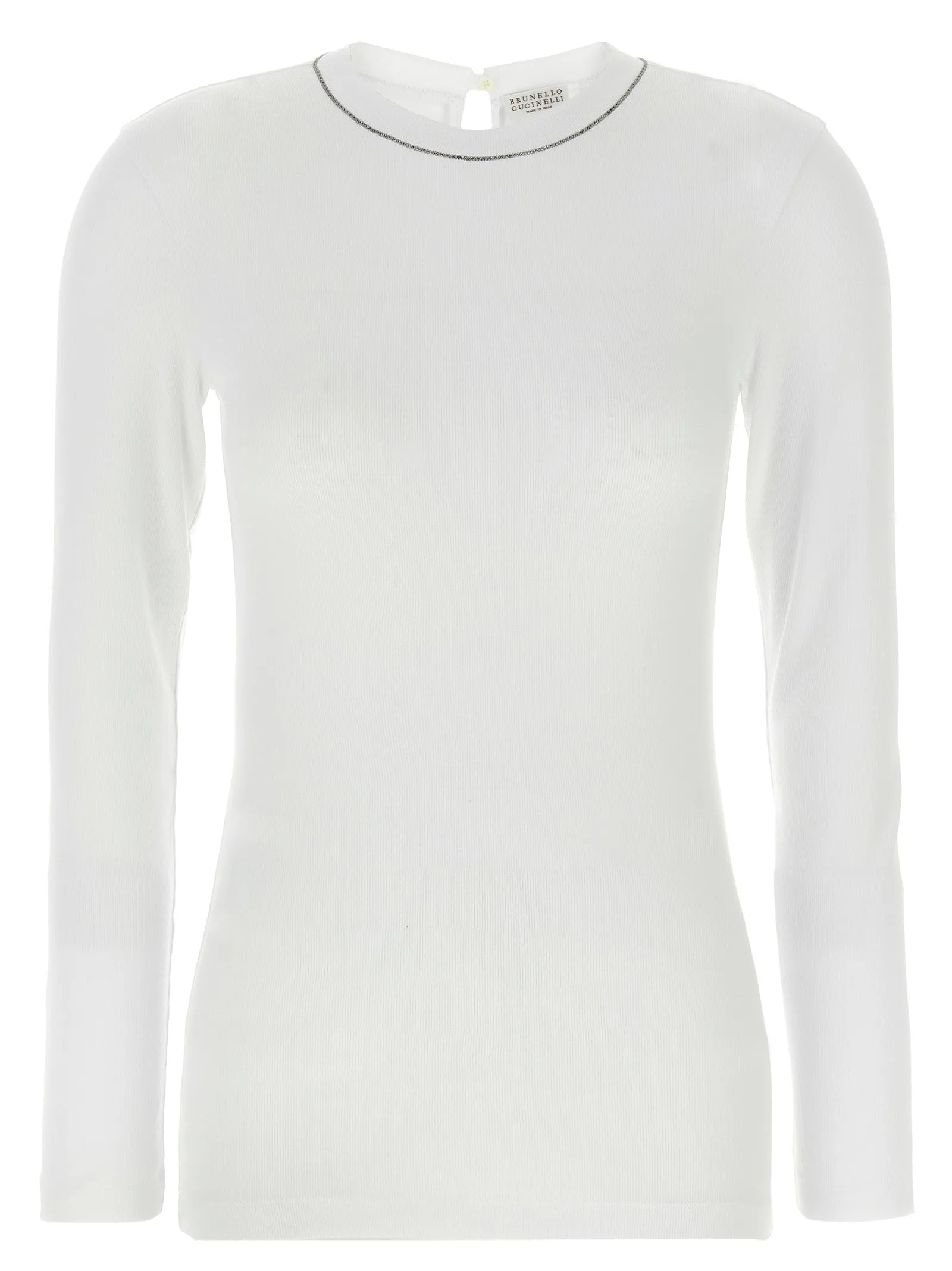 Shiny Collar T Shirt Bianco