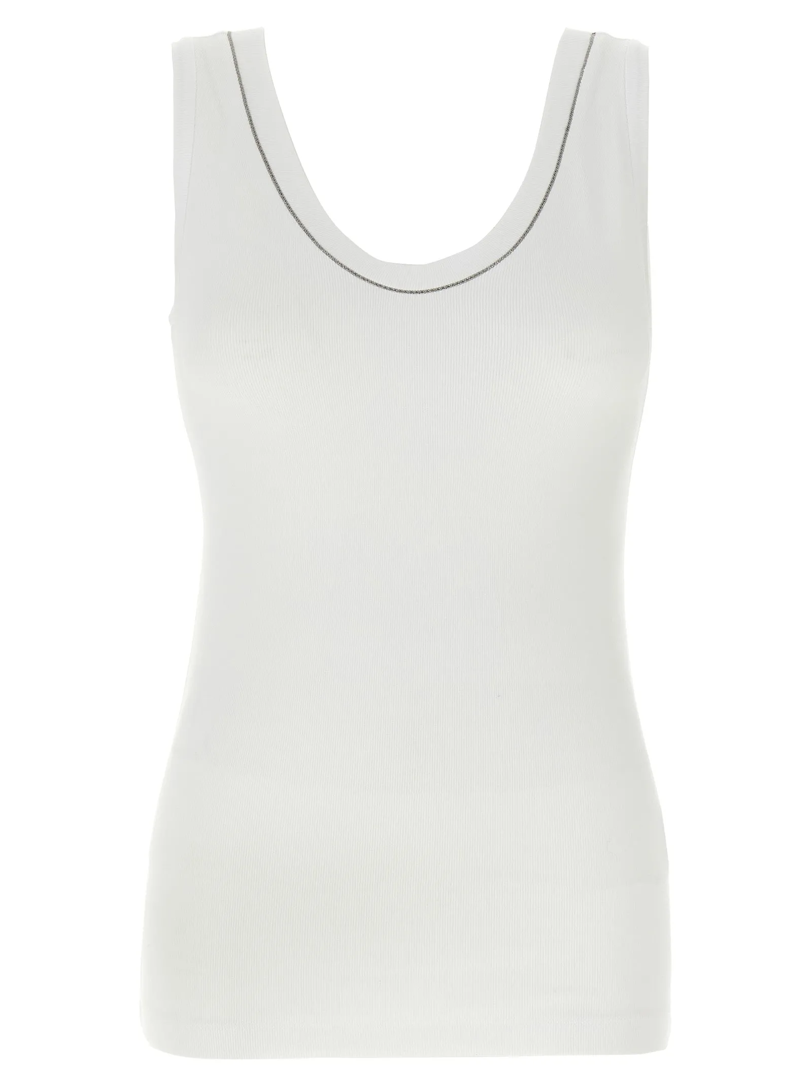 Shiny Collar Top Bianco