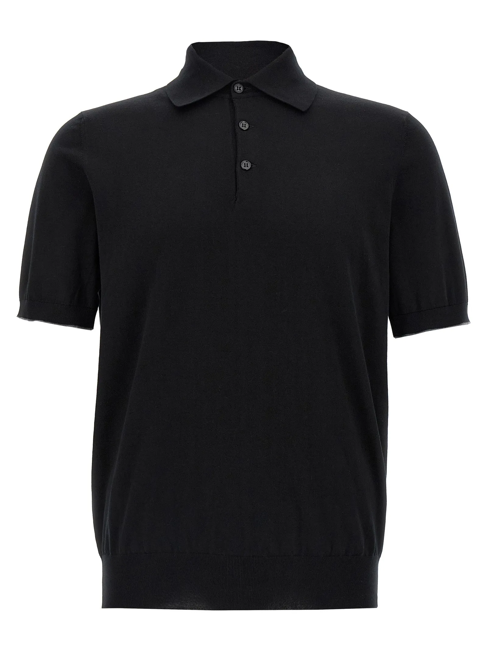 Stretch Cotton Shirt Polo Nero