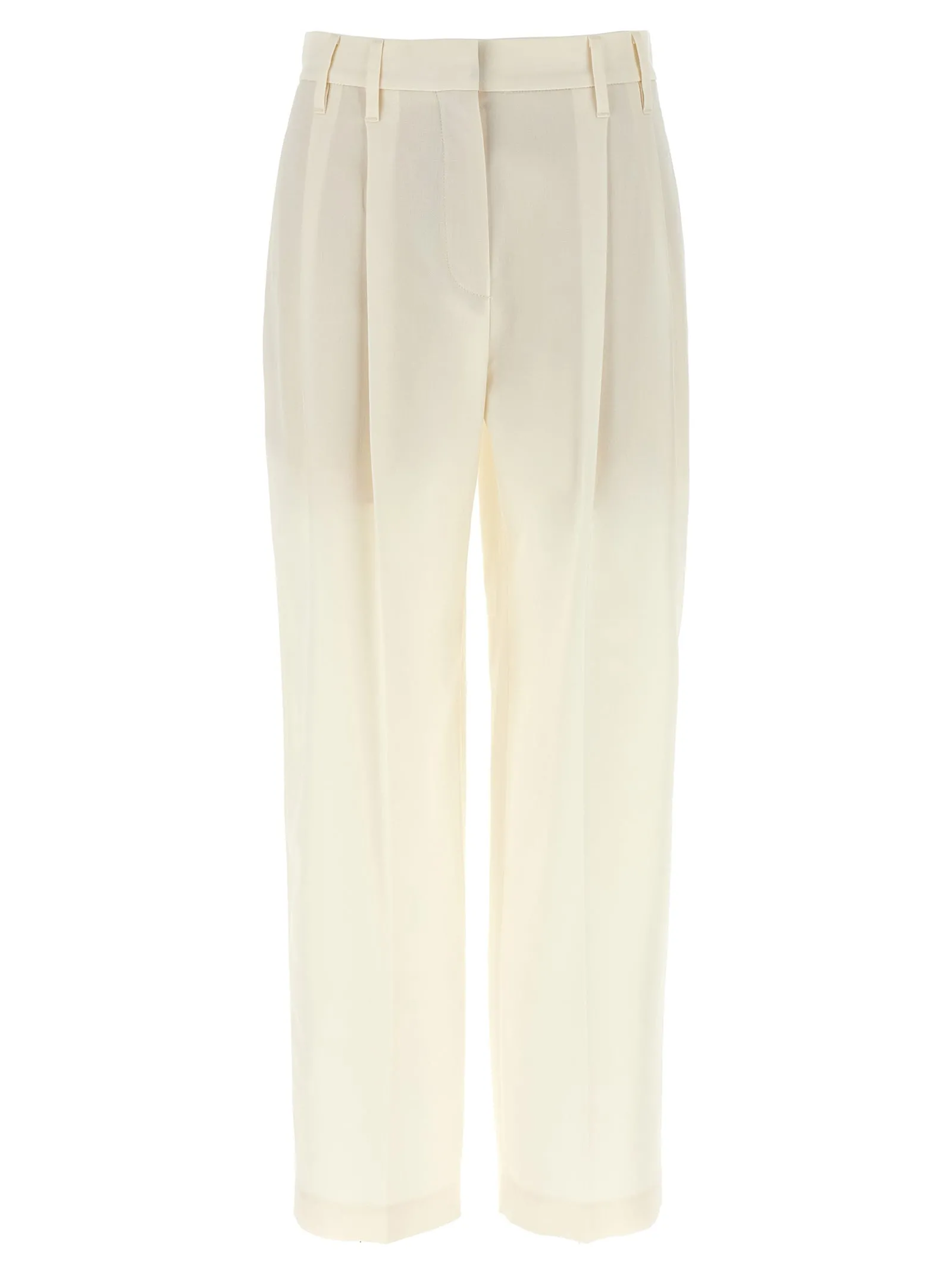 Pleat Pantaloni Bianco