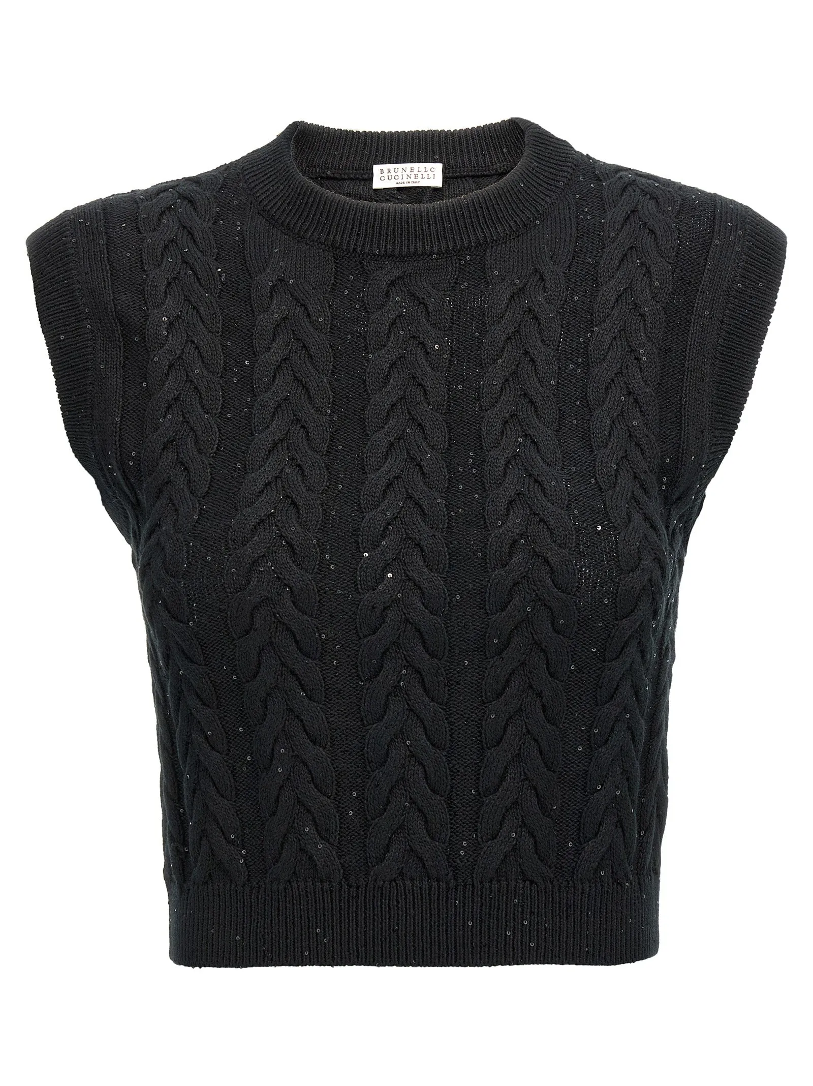 Double Cable Dazzling Vest Gilet Nero