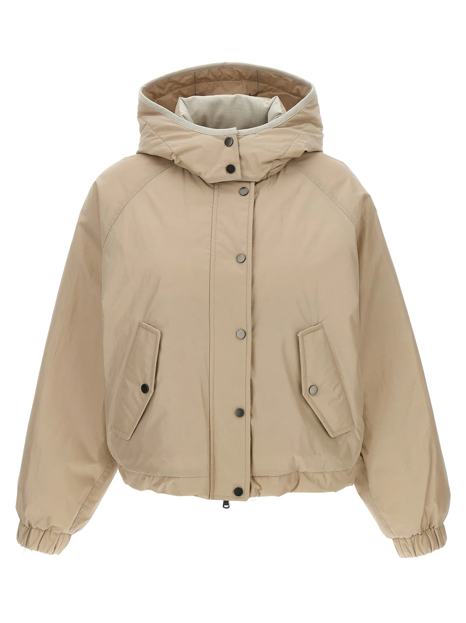 Cropped Down Jacket Puffer Jackets Beige
