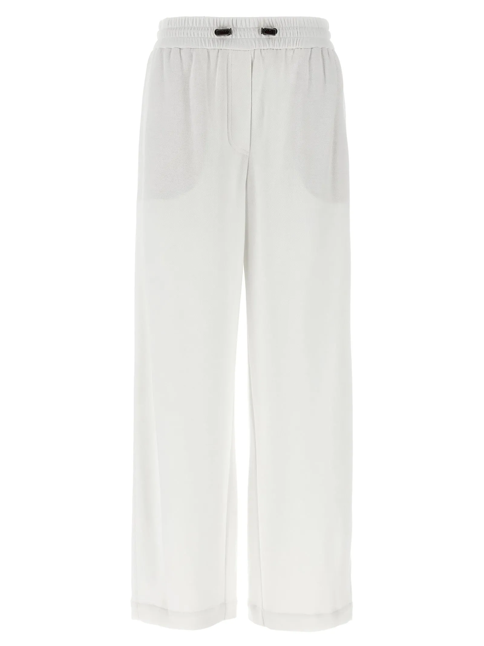 Piqué Cotton Joggers Pantaloni Bianco