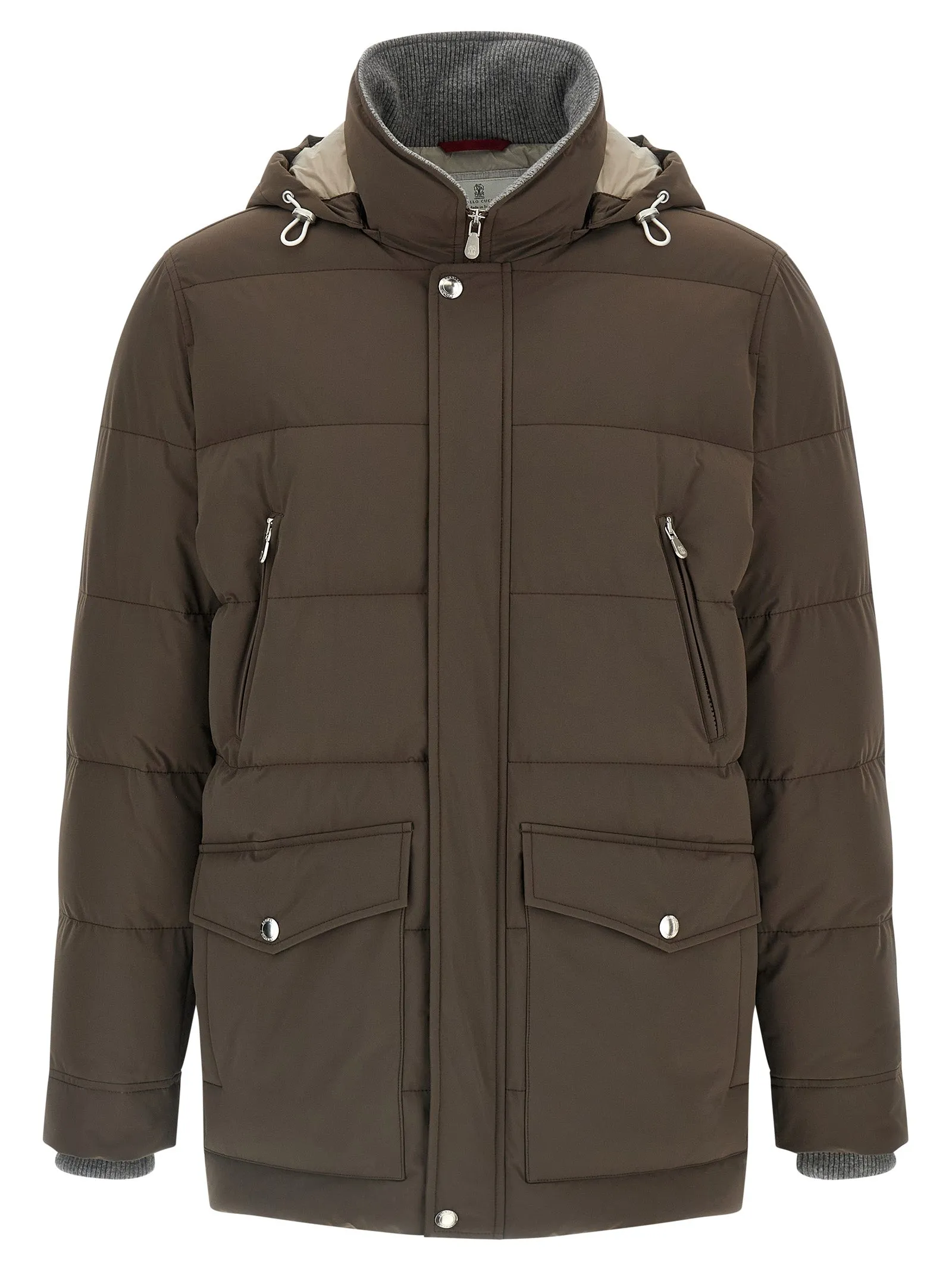 Knit Insert Down Jacket Puffer Jackets Marrone