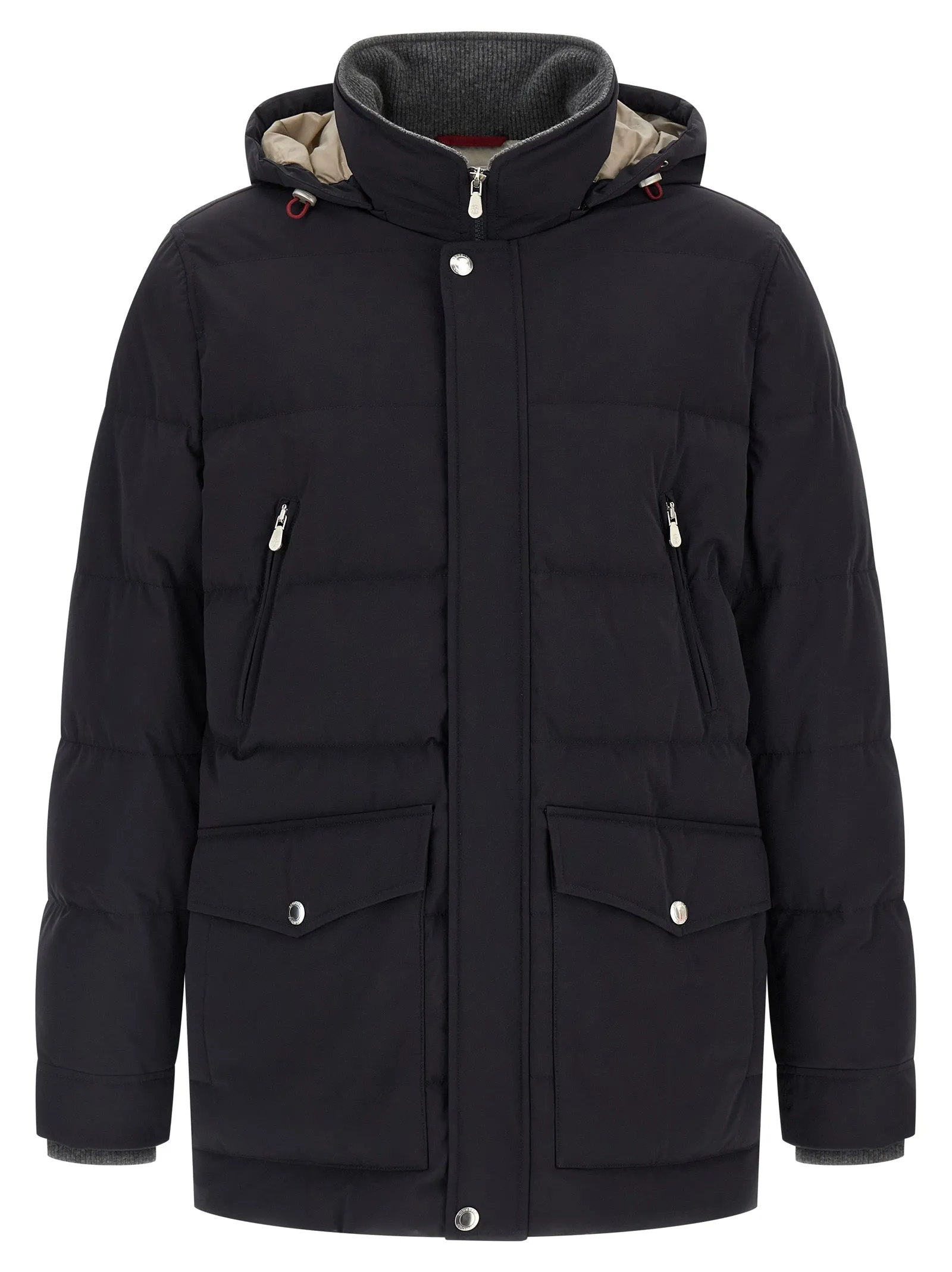 Knit Insert Down Jacket Puffer Jackets Blu