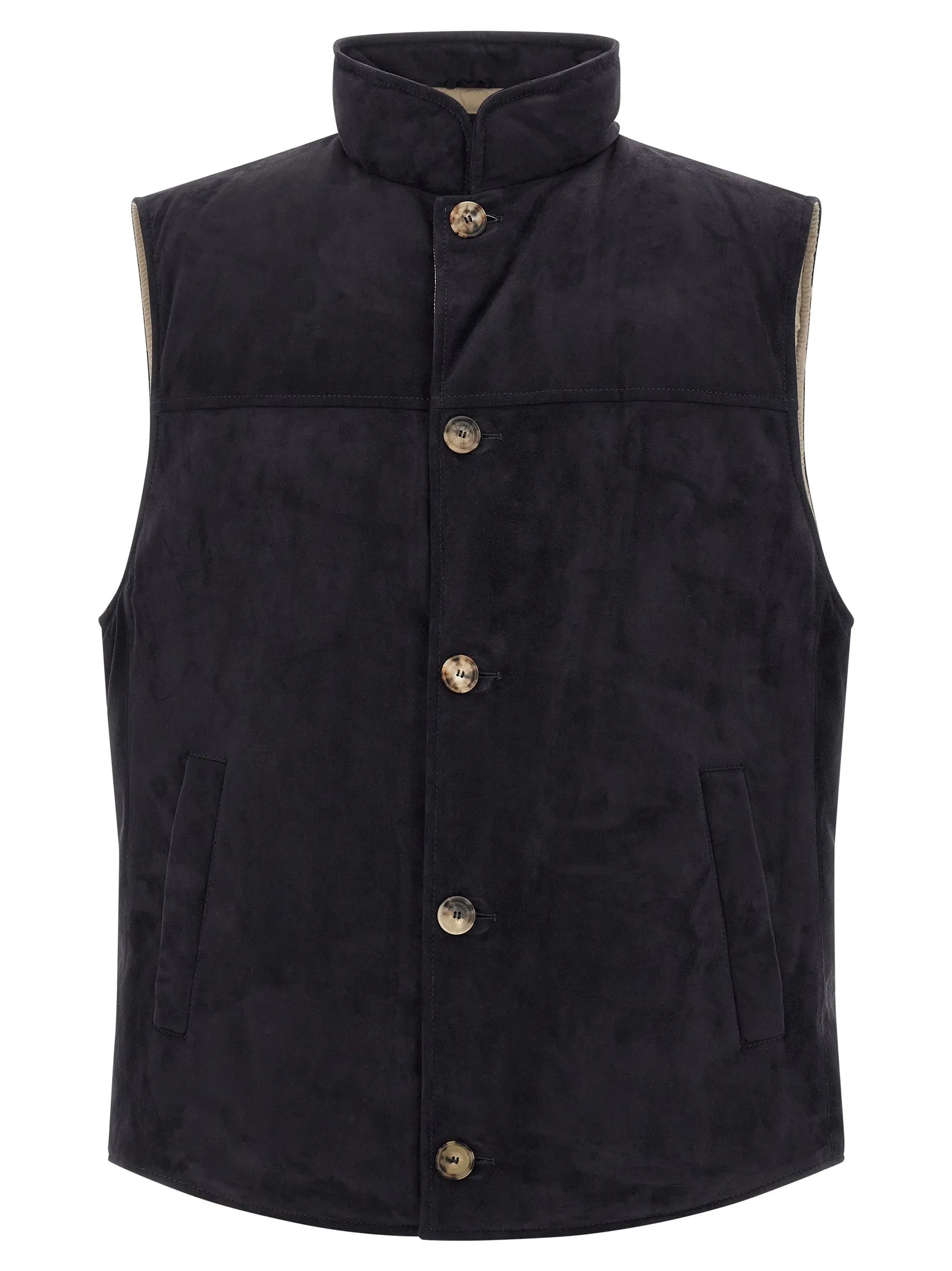Suede Vest Gilet Blu