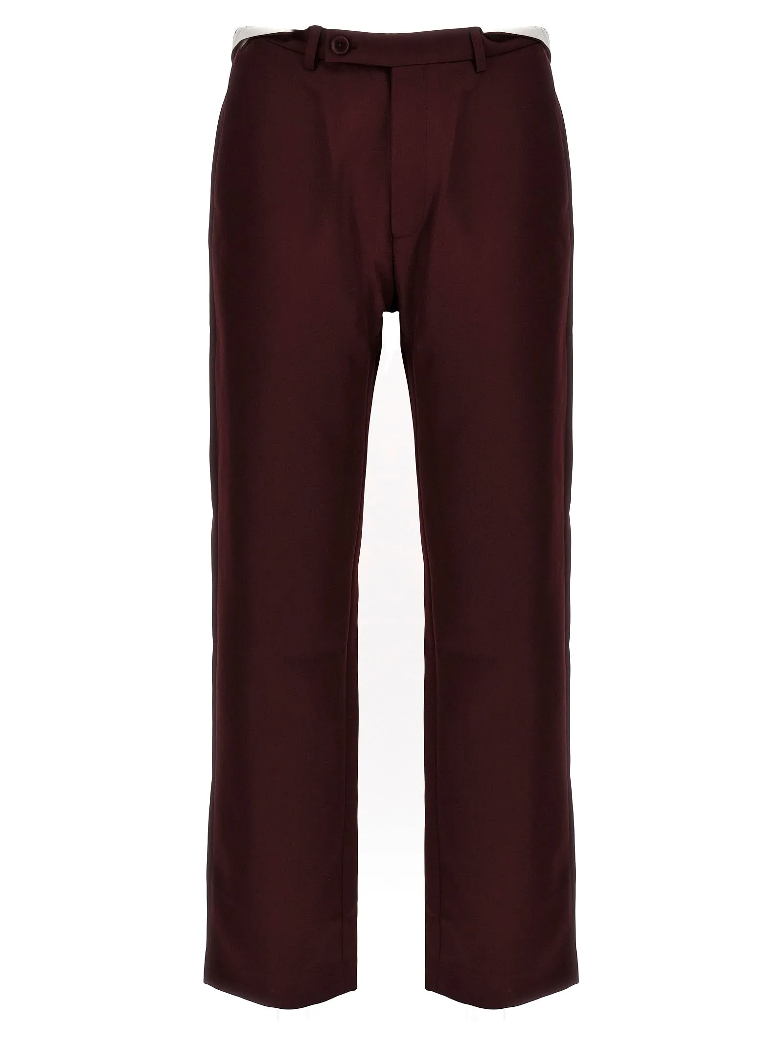 Rolled Waistband Tailored Pantaloni Bordeaux