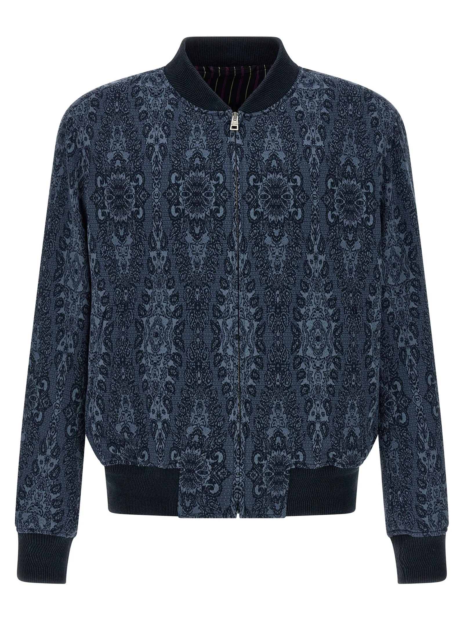 Jacquard Bomber Jacket Puffer Jackets Blu