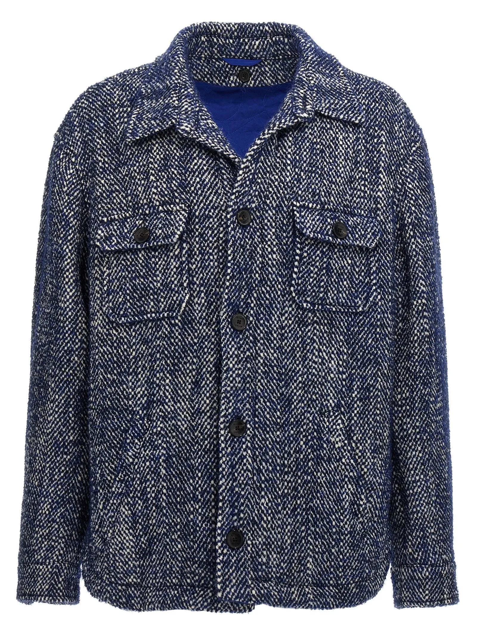 Chevron Wool Jacket Puffer Jackets Blu