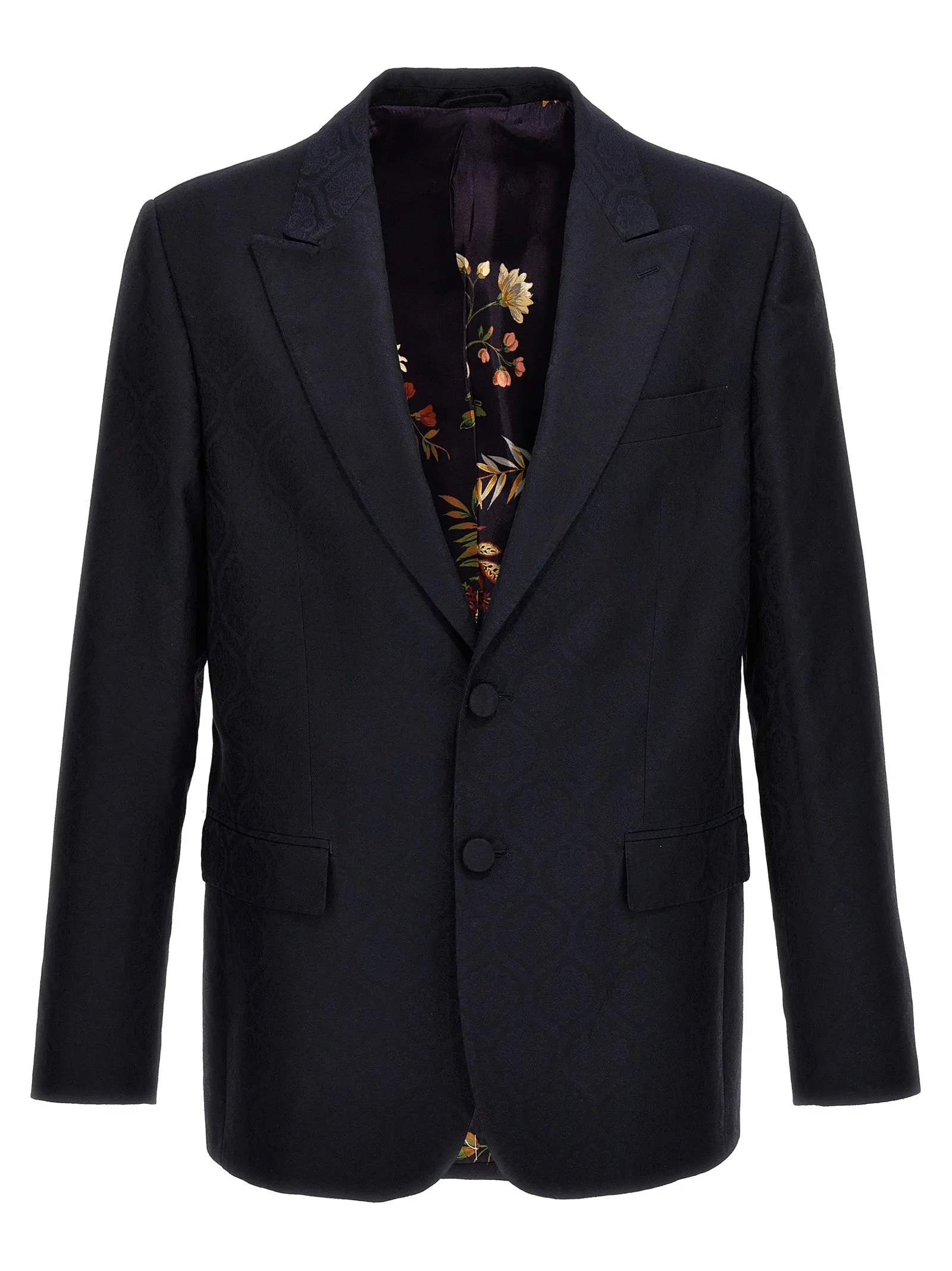 Single-Breasted Jacquard Blazer Blu