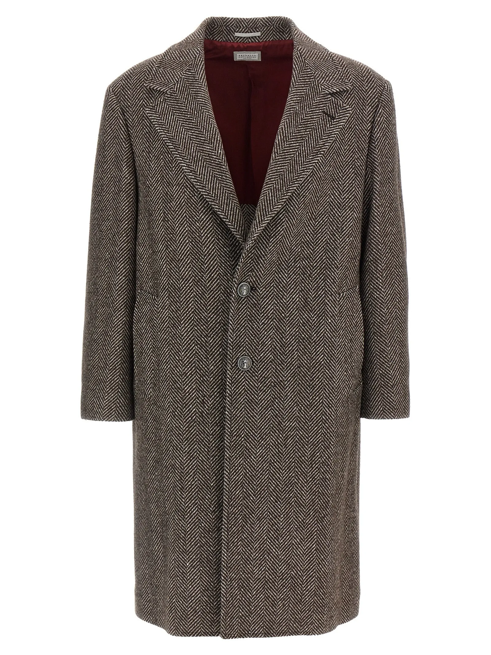 Single-Breasted Cashmere Coat Trench E Impermeabili Marrone