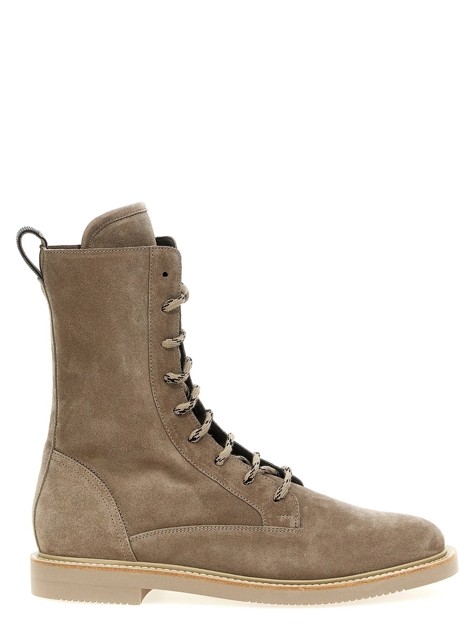 Suede Lace-Up Boots Stivali E Stivaletti Beige