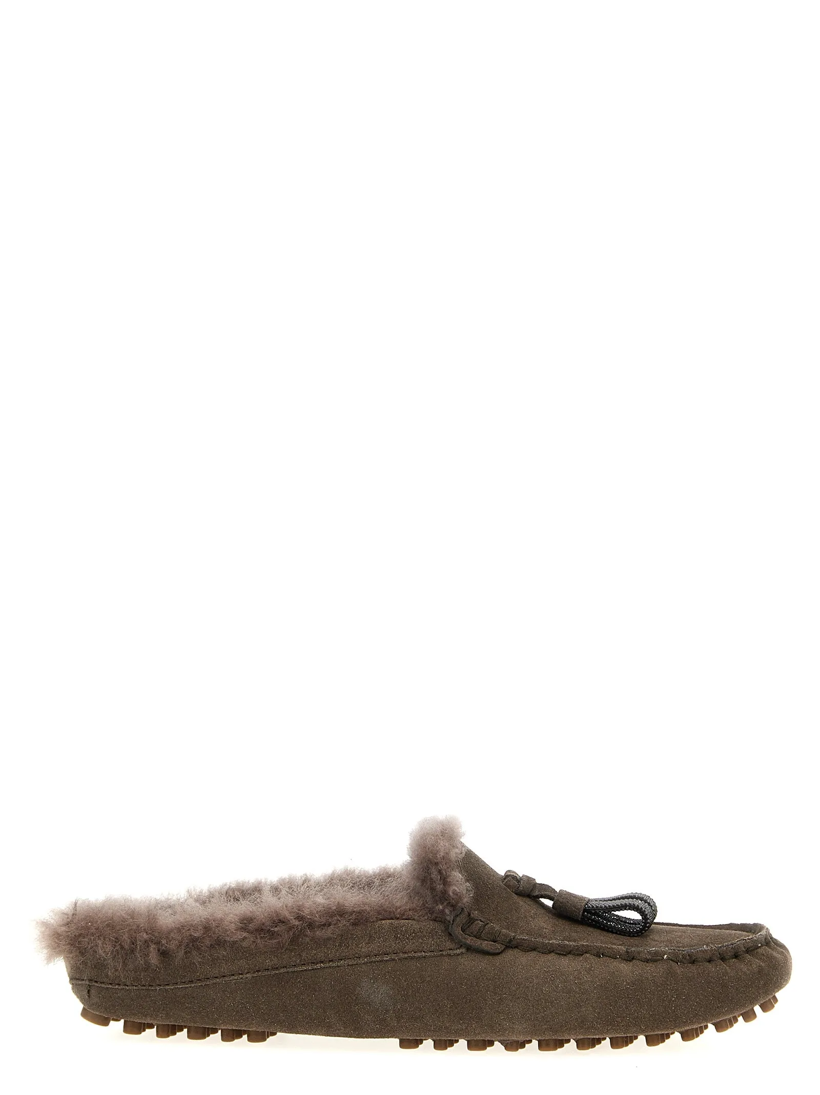 Suede Fur Mocassini Marrone